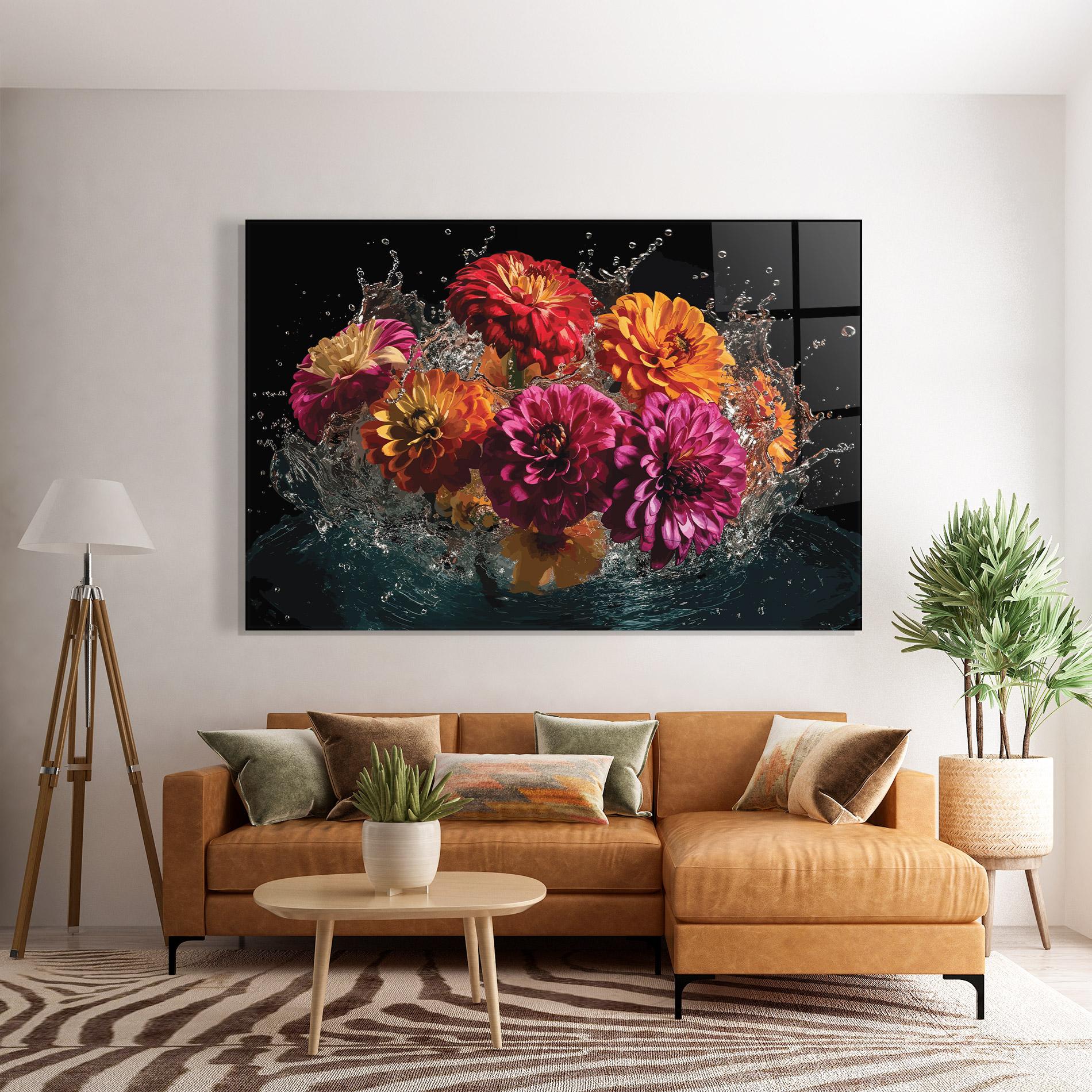 Tablou Sticla Flower Water Splash mockup 7