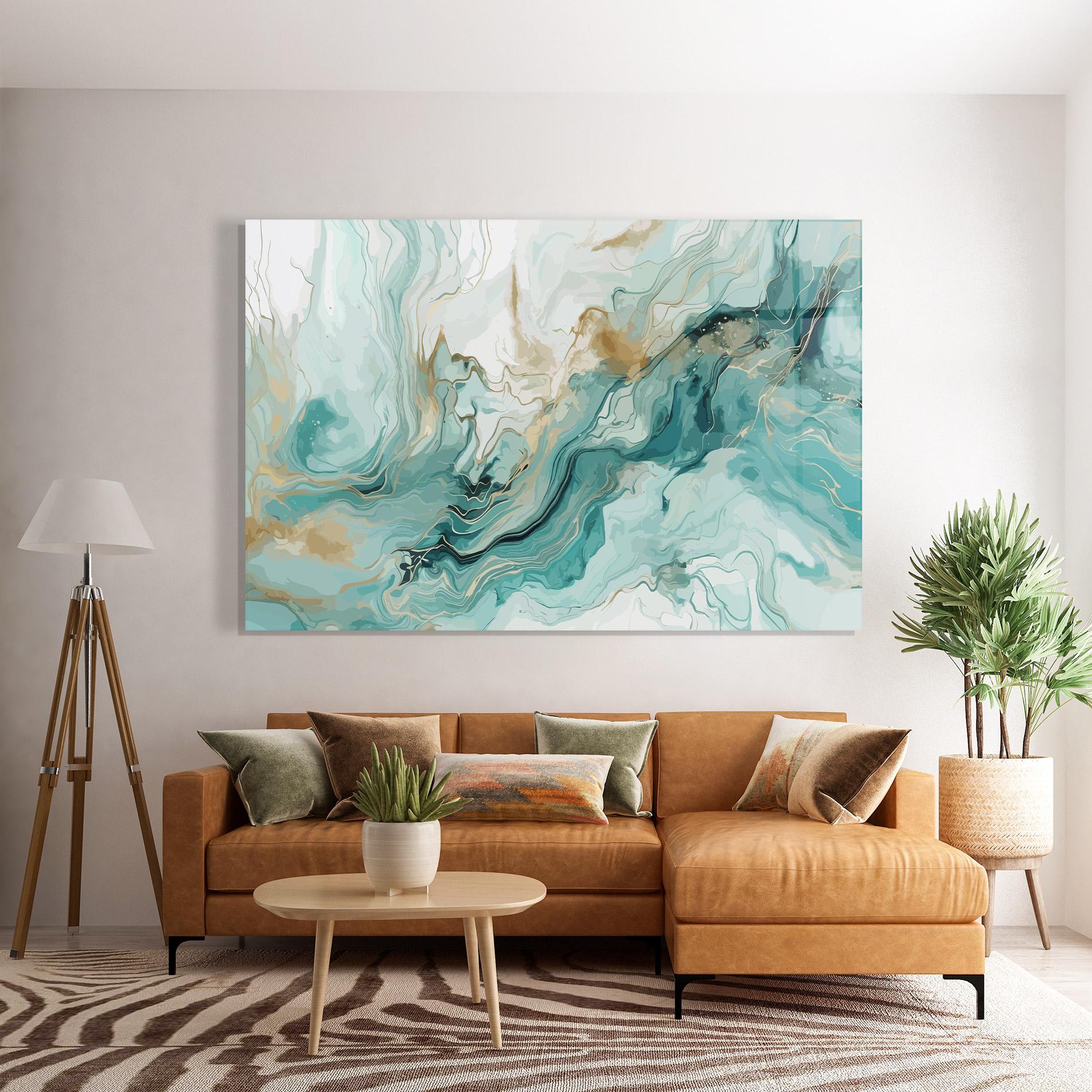 Tablou Sticla Green Gold Water mockup 7