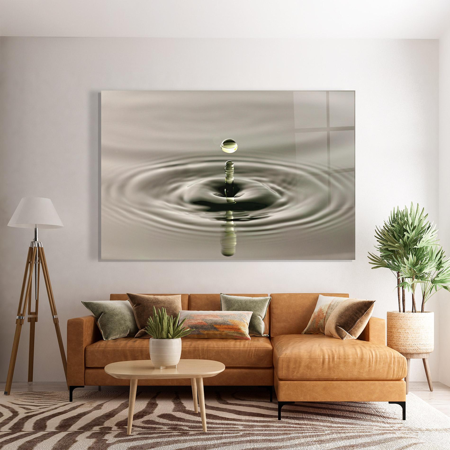 Tablou Sticla Green Water Drop mockup 7