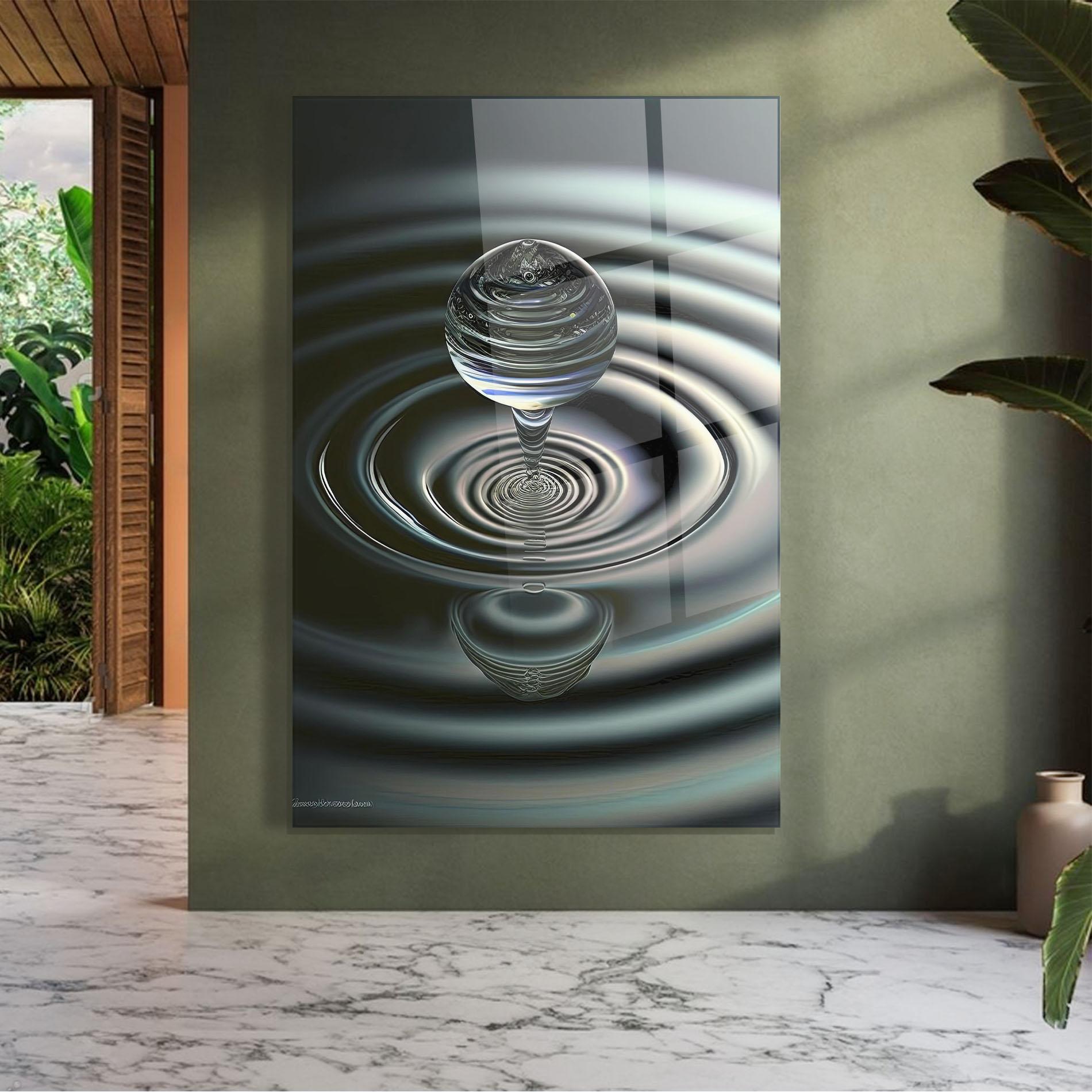 Tablou Sticla Beautiful Water Drop mockup 7