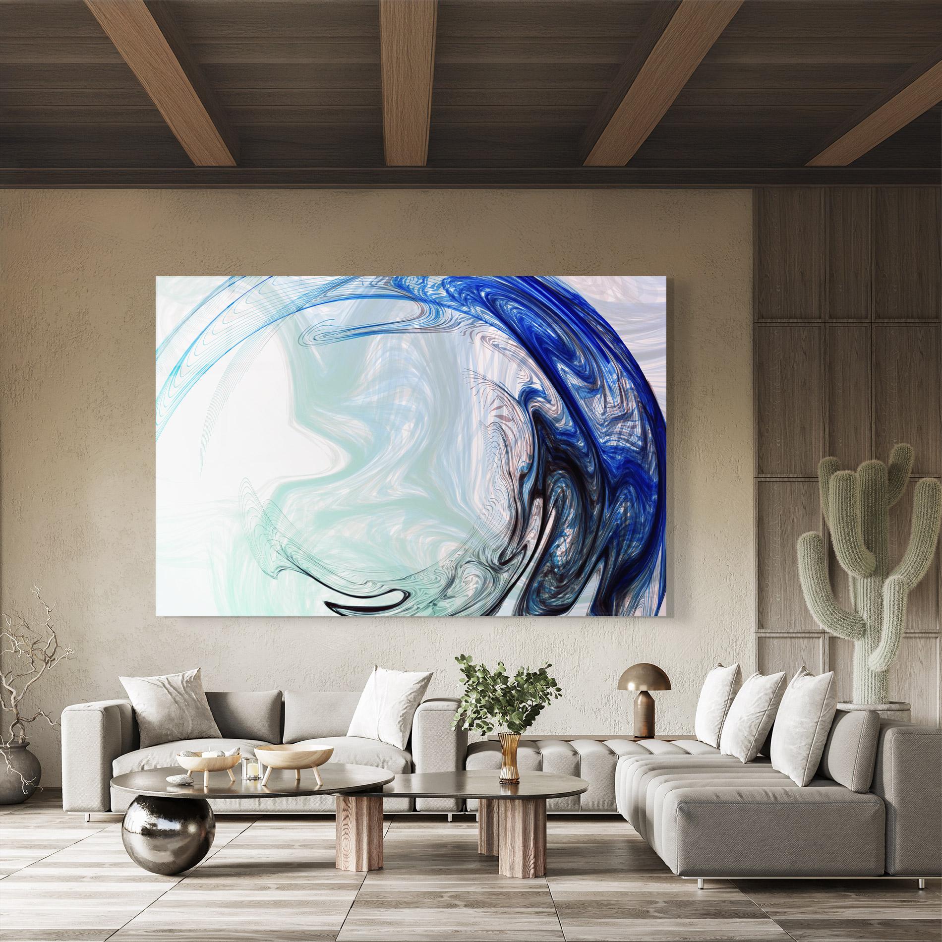 Tablou Sticla Blue Black Art mockup 8