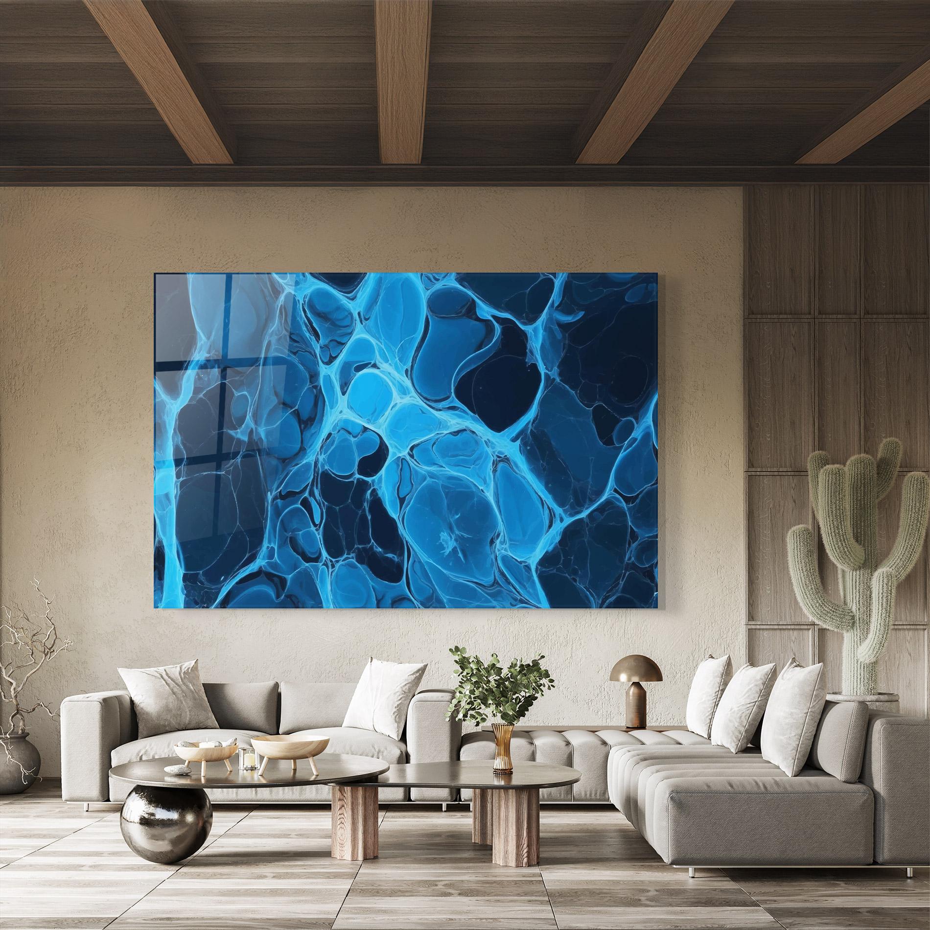 Tablou Sticla Blue Shade Water mockup 8