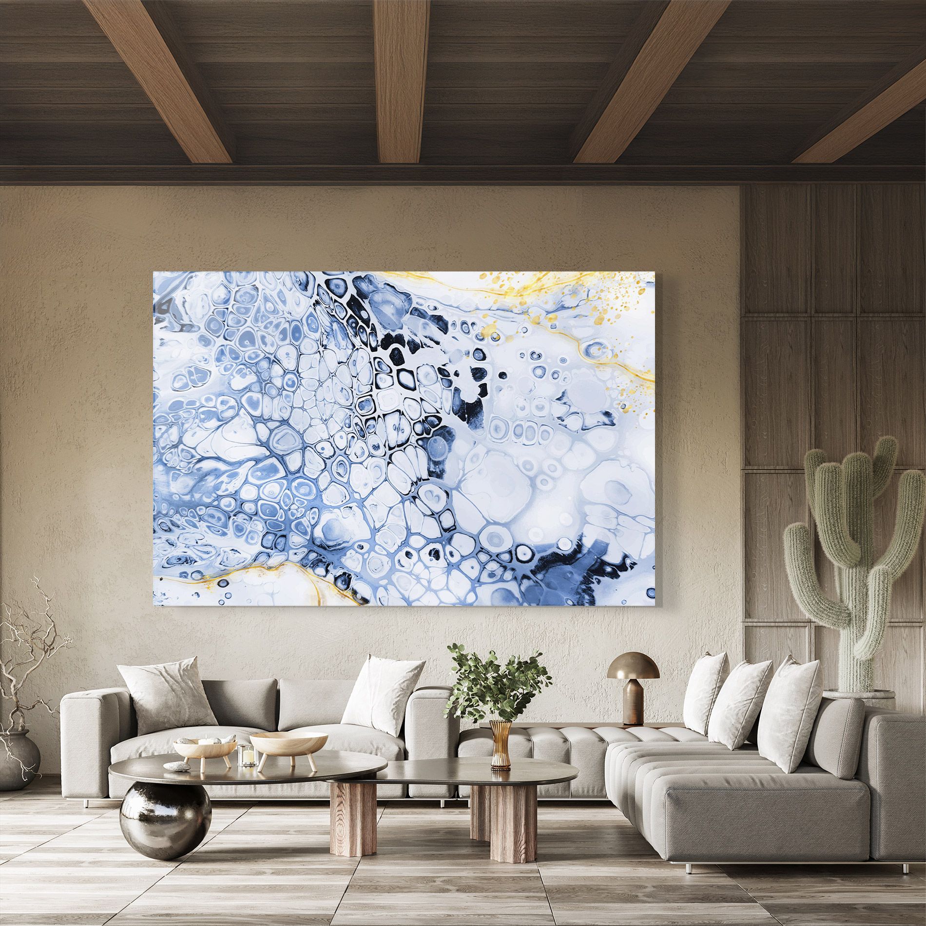 Blue Yellow Water Art mockup 8