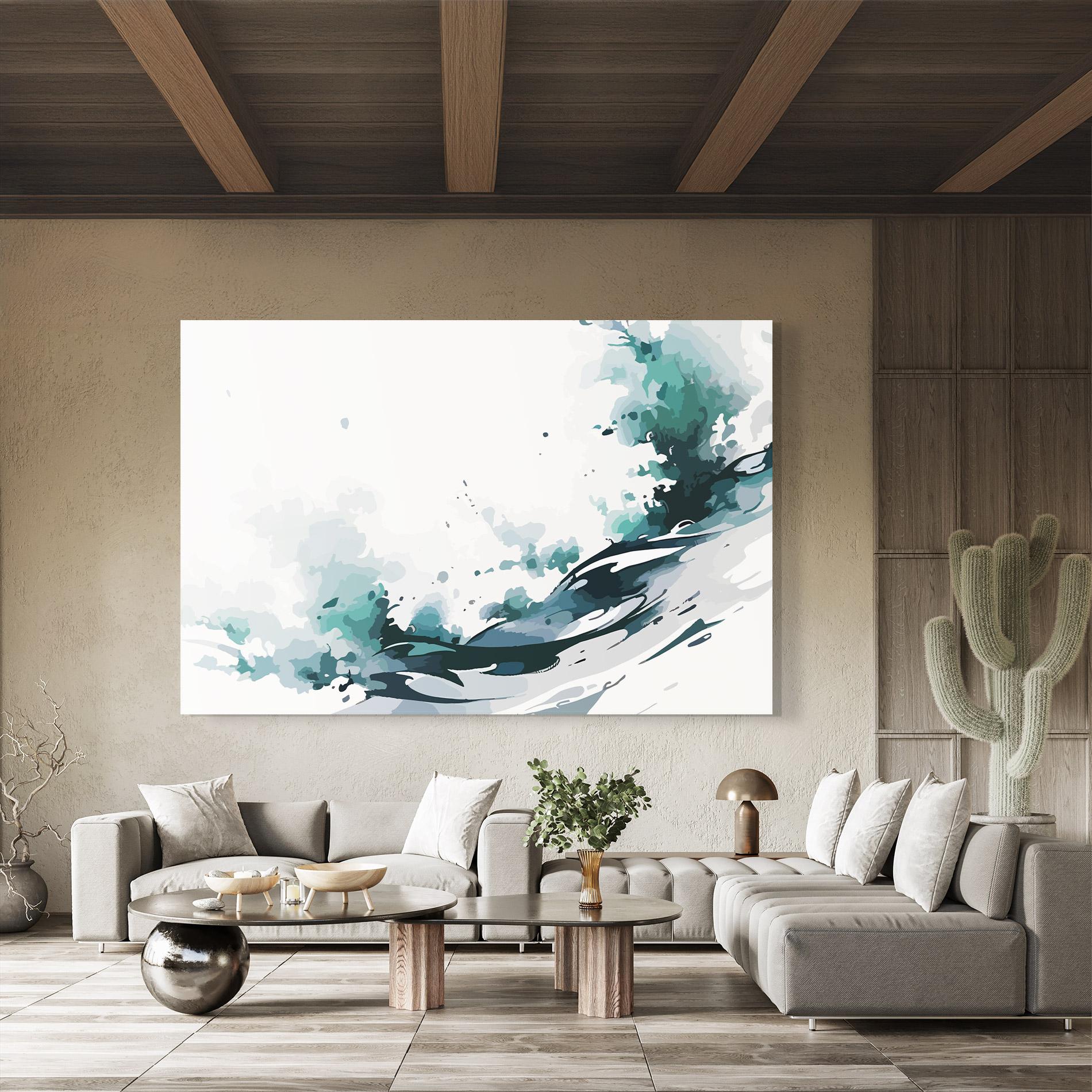 Tablou Sticla Green Blue Wave mockup 8