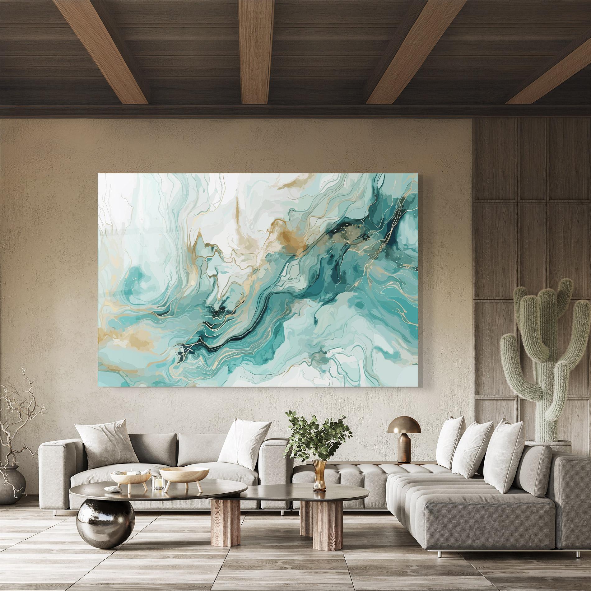 Tablou Sticla Green Gold Water mockup 8