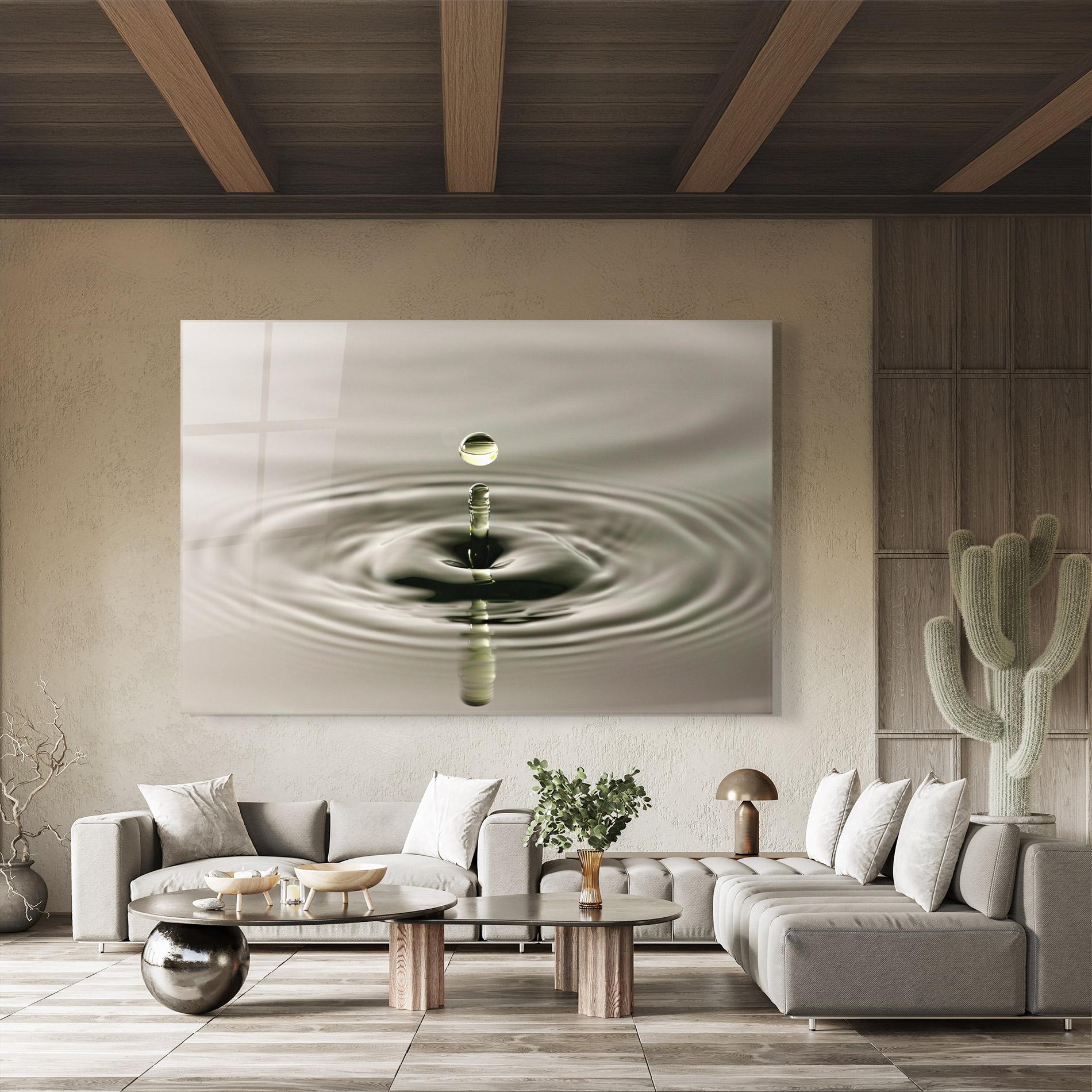 Tablou Sticla Green Water Drop mockup 8