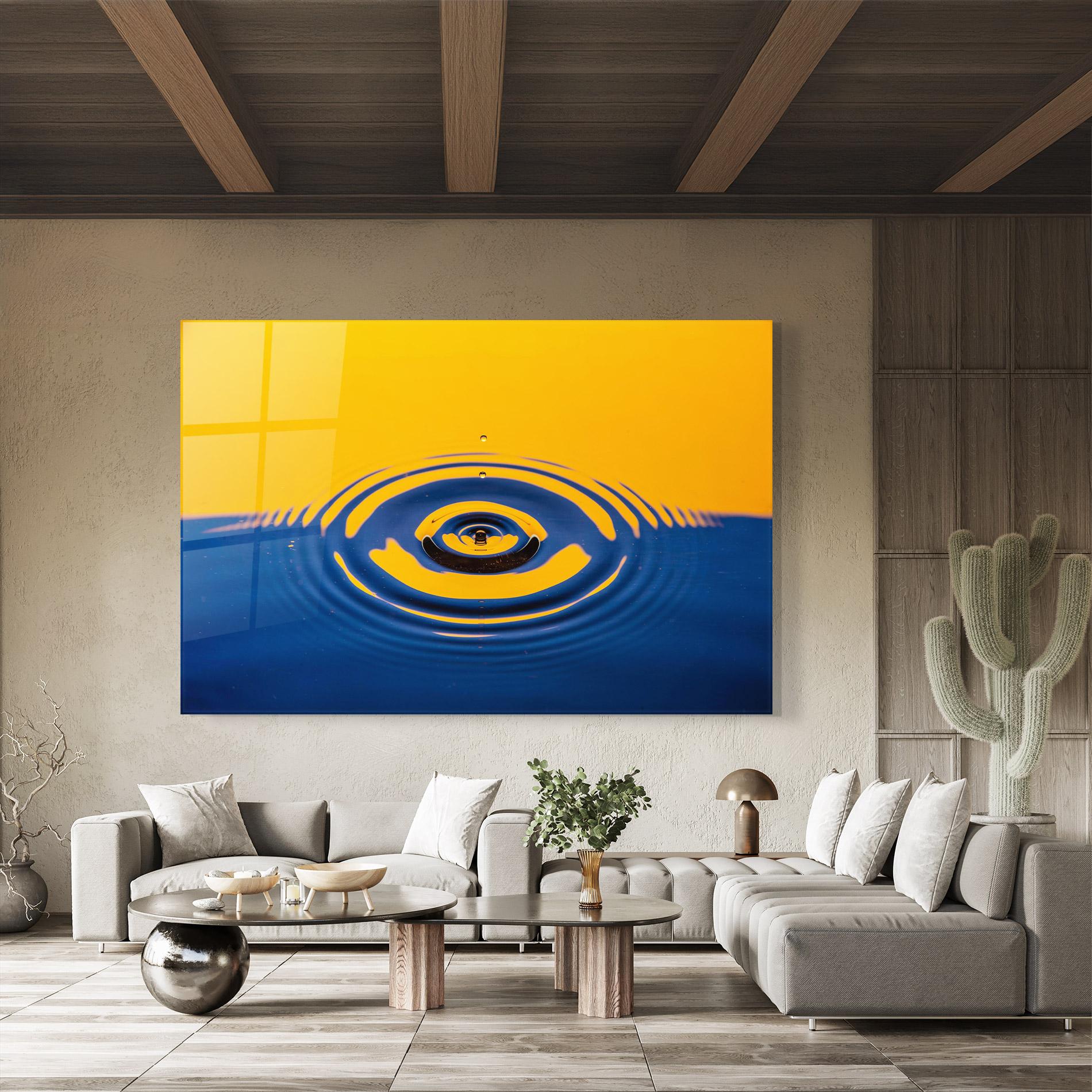 Tablou Sticla Yellow Blue Drop mockup 8