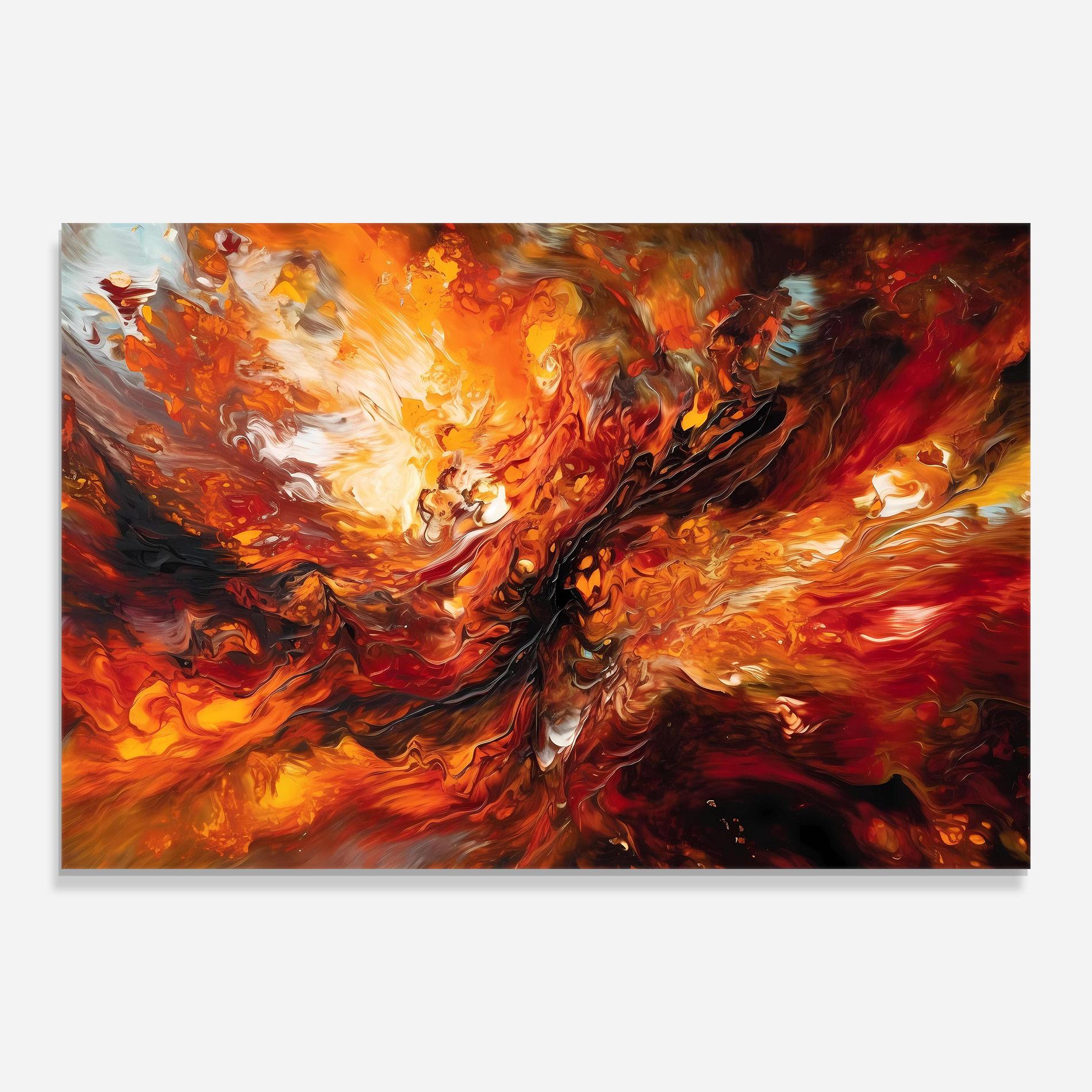 Tablou Sticla Fiery Red Orange Art mockup 0