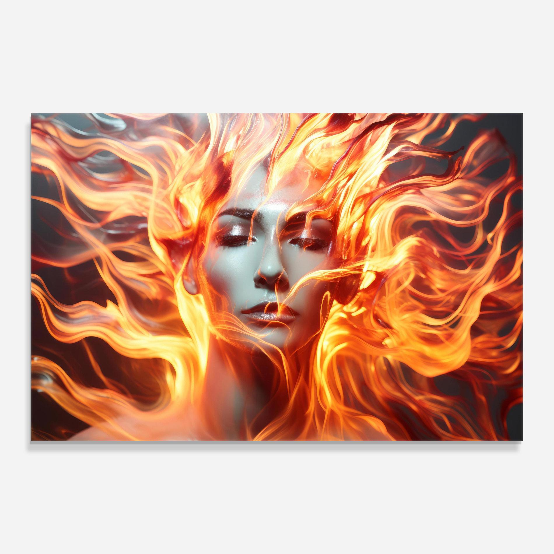 Tablou Sticla Fire Hair mockup 0