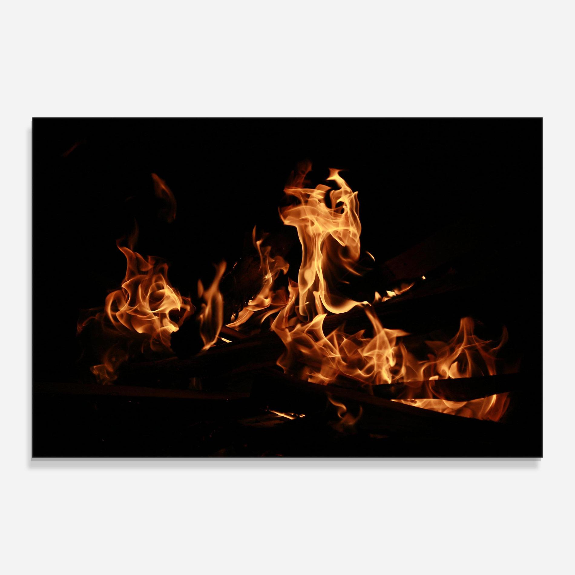 Tablou Sticla Fire On Black mockup 0