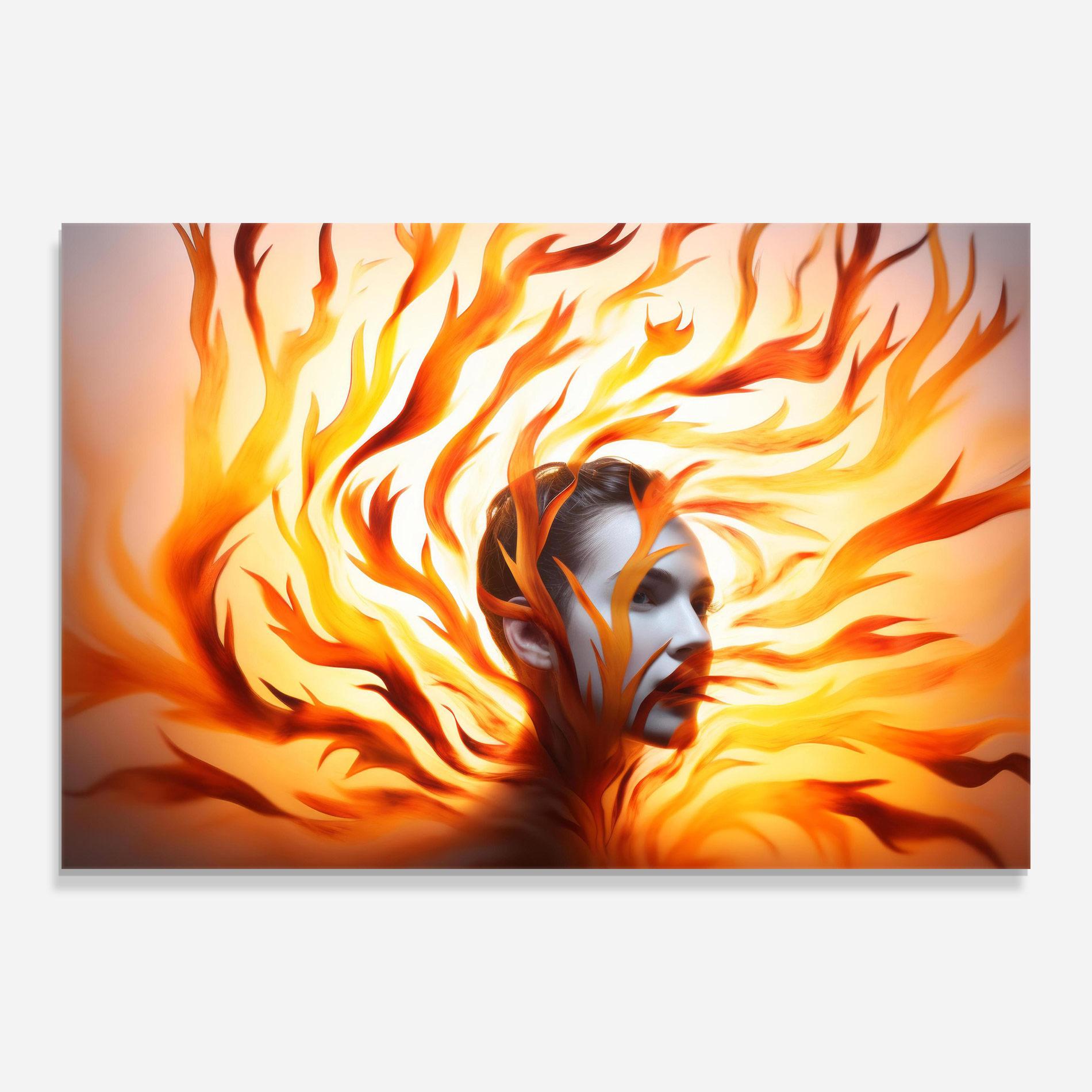 Tablou Sticla Fire Woman mockup 0