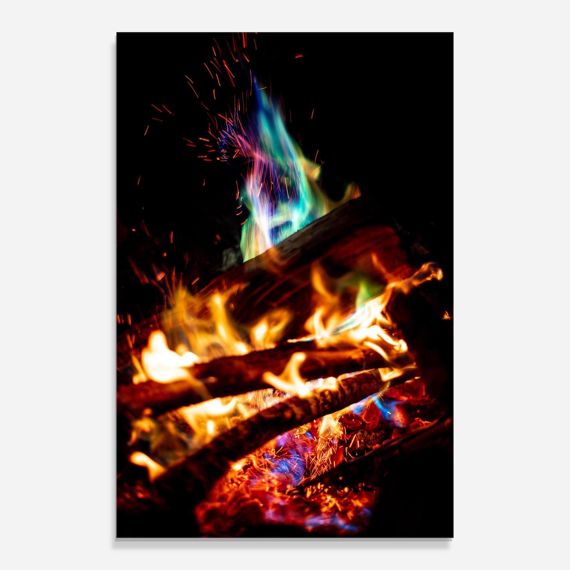 Tablou Sticla Blue Green Fire mockup 0