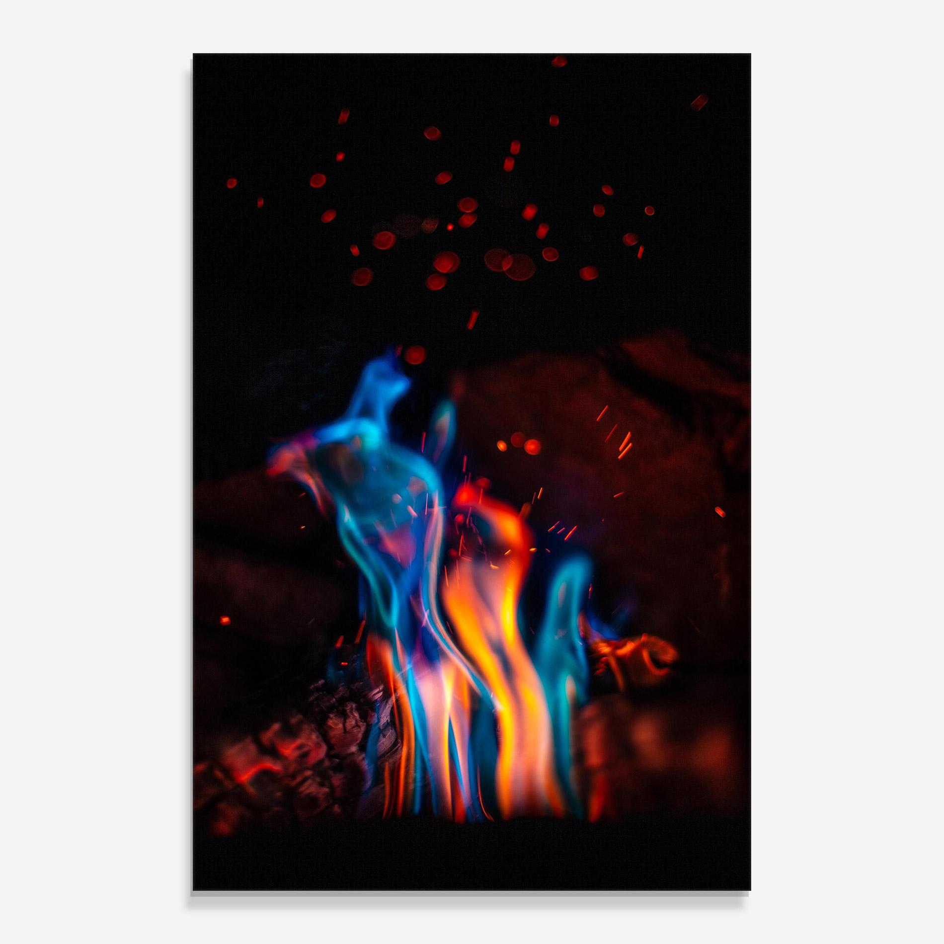 Tablou Sticla Blue Orange Fire mockup 0
