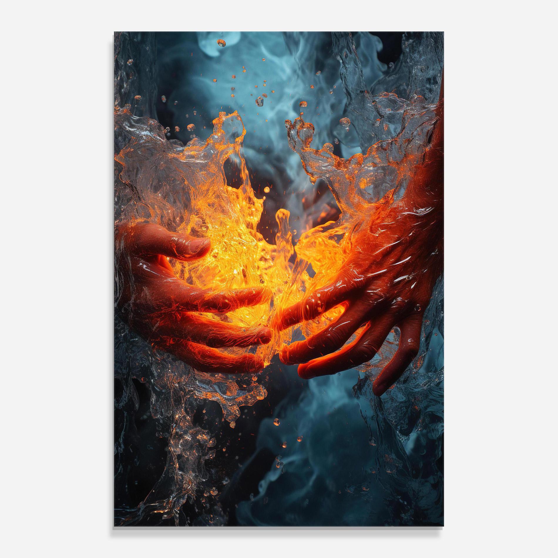 Tablou Sticla Fire Water mockup 0