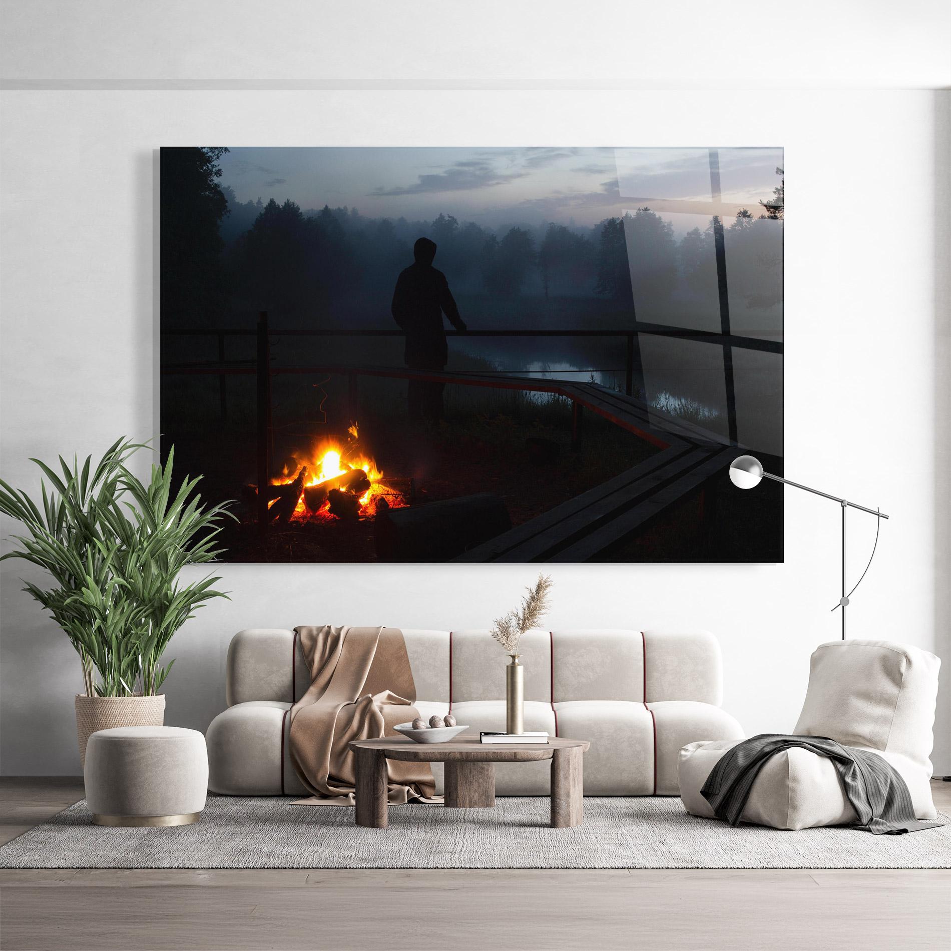 Tablou Sticla Beautiful Fire View mockup 9