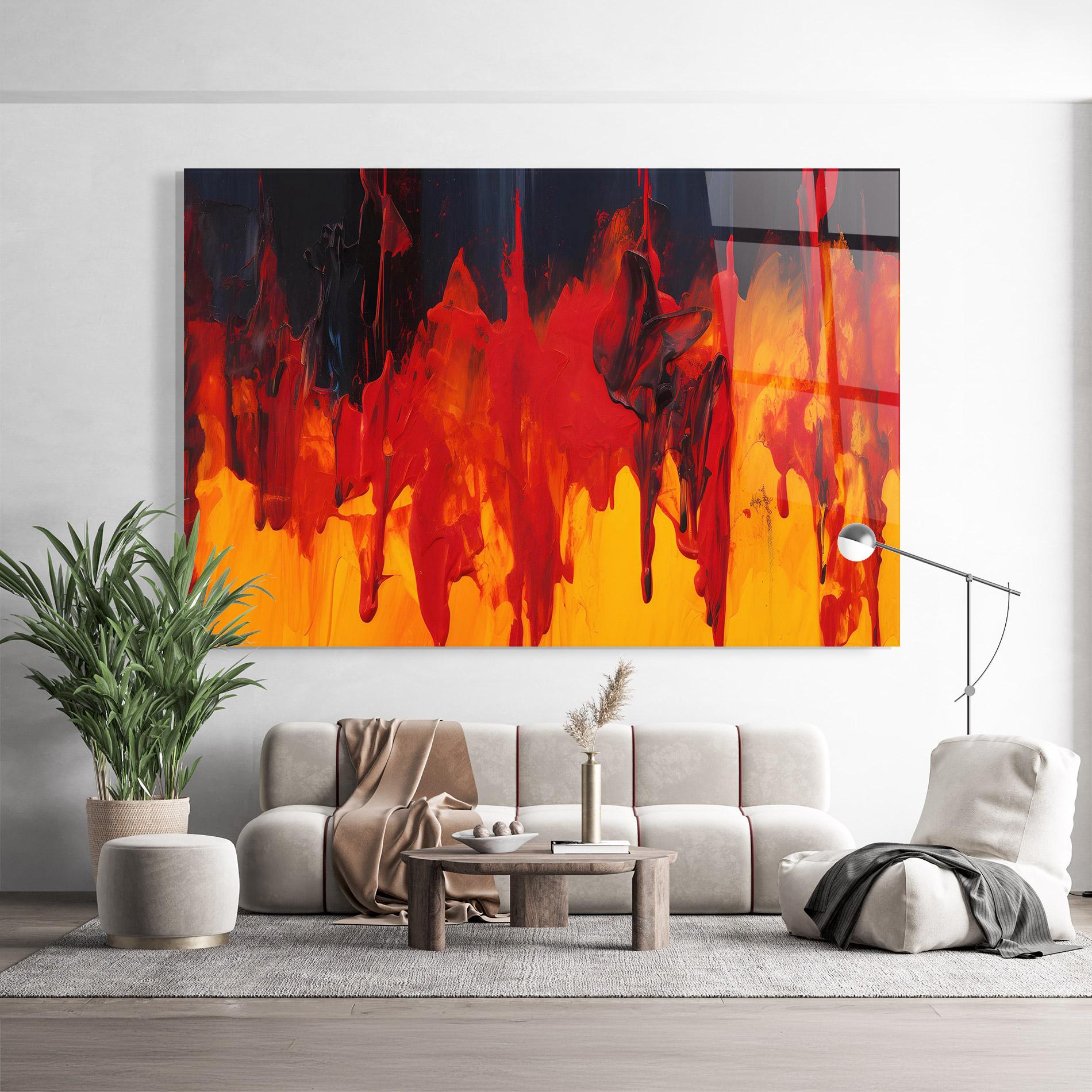 Tablou Sticla Colorful Fire Art mockup 9
