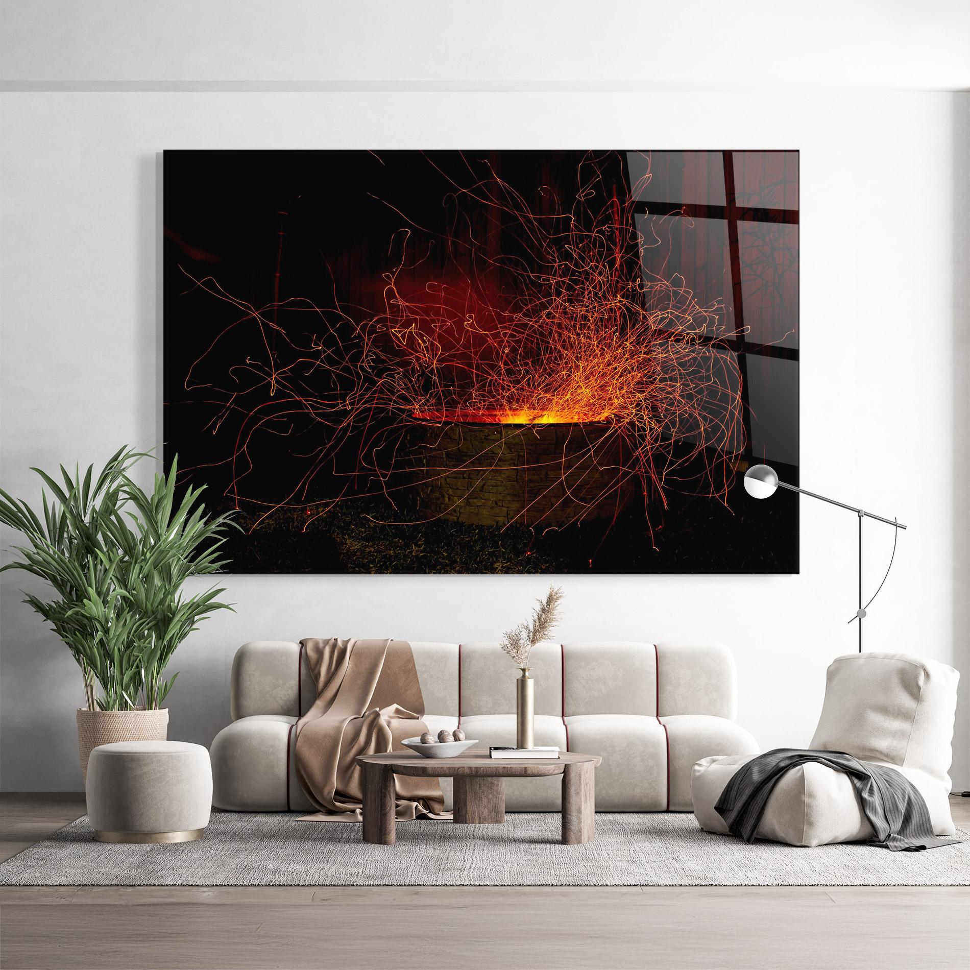 Tablou Sticla Fire Drawing Effect mockup 9