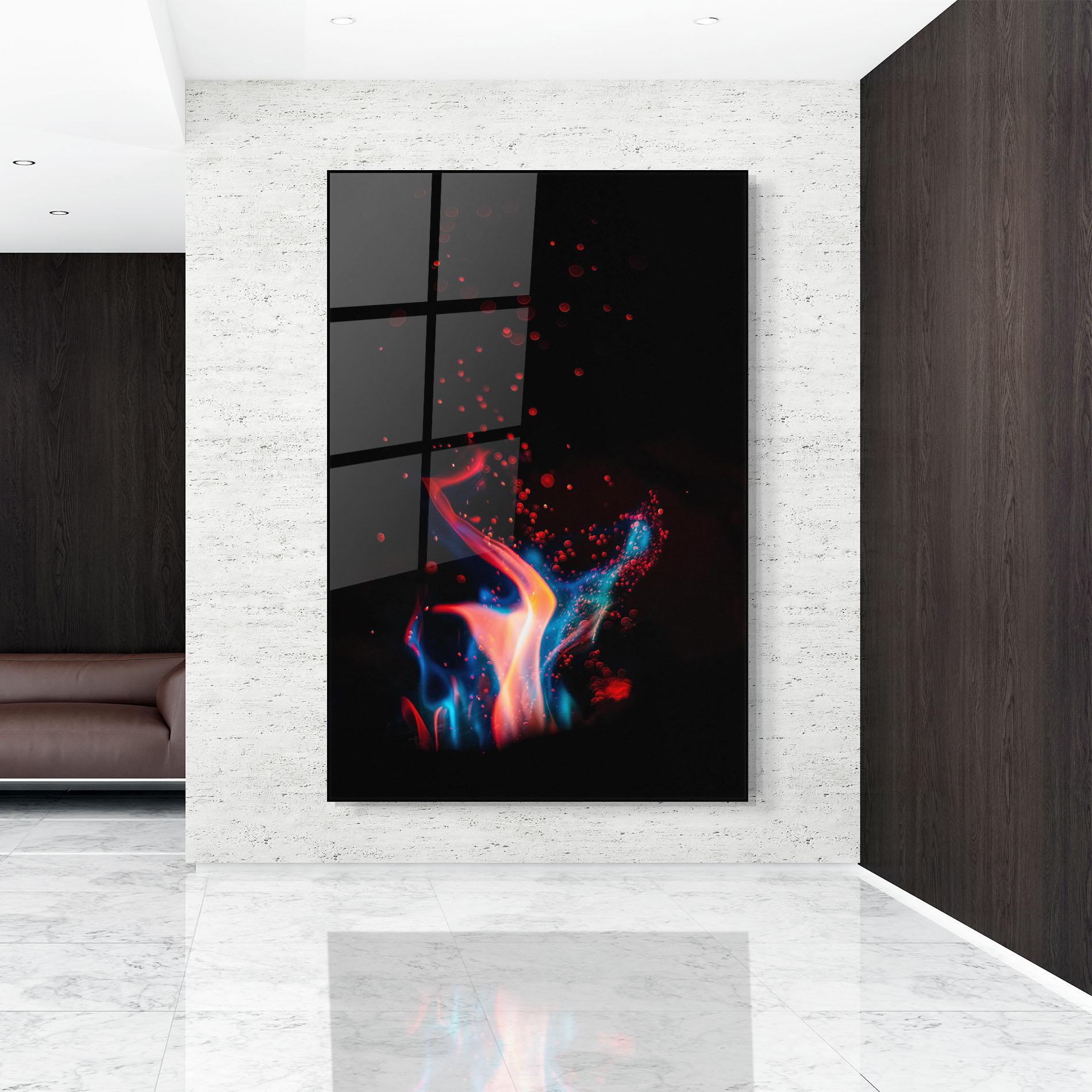 Tablou Sticla Blue Pink Fire mockup 9