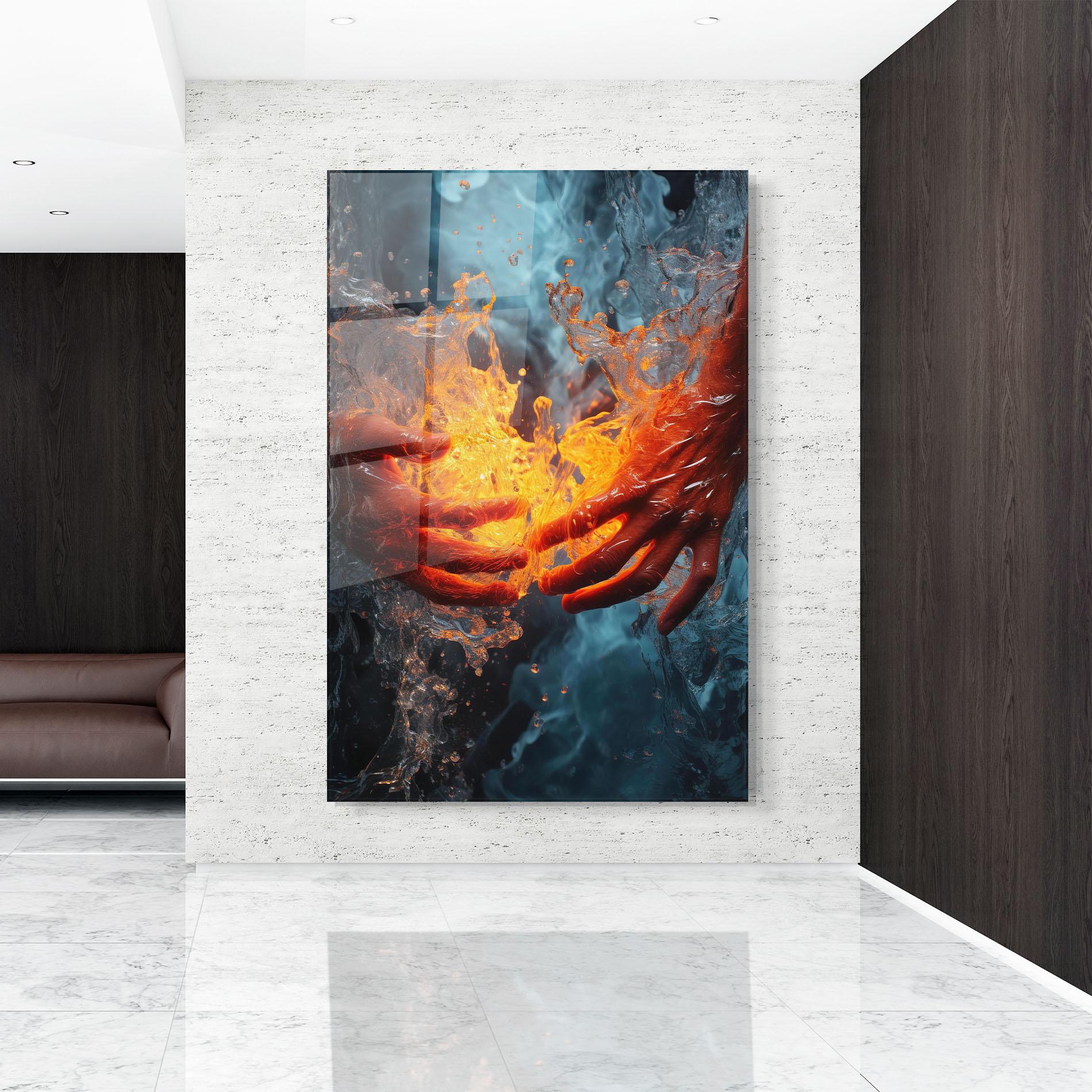 Tablou Sticla Fire Water mockup 9