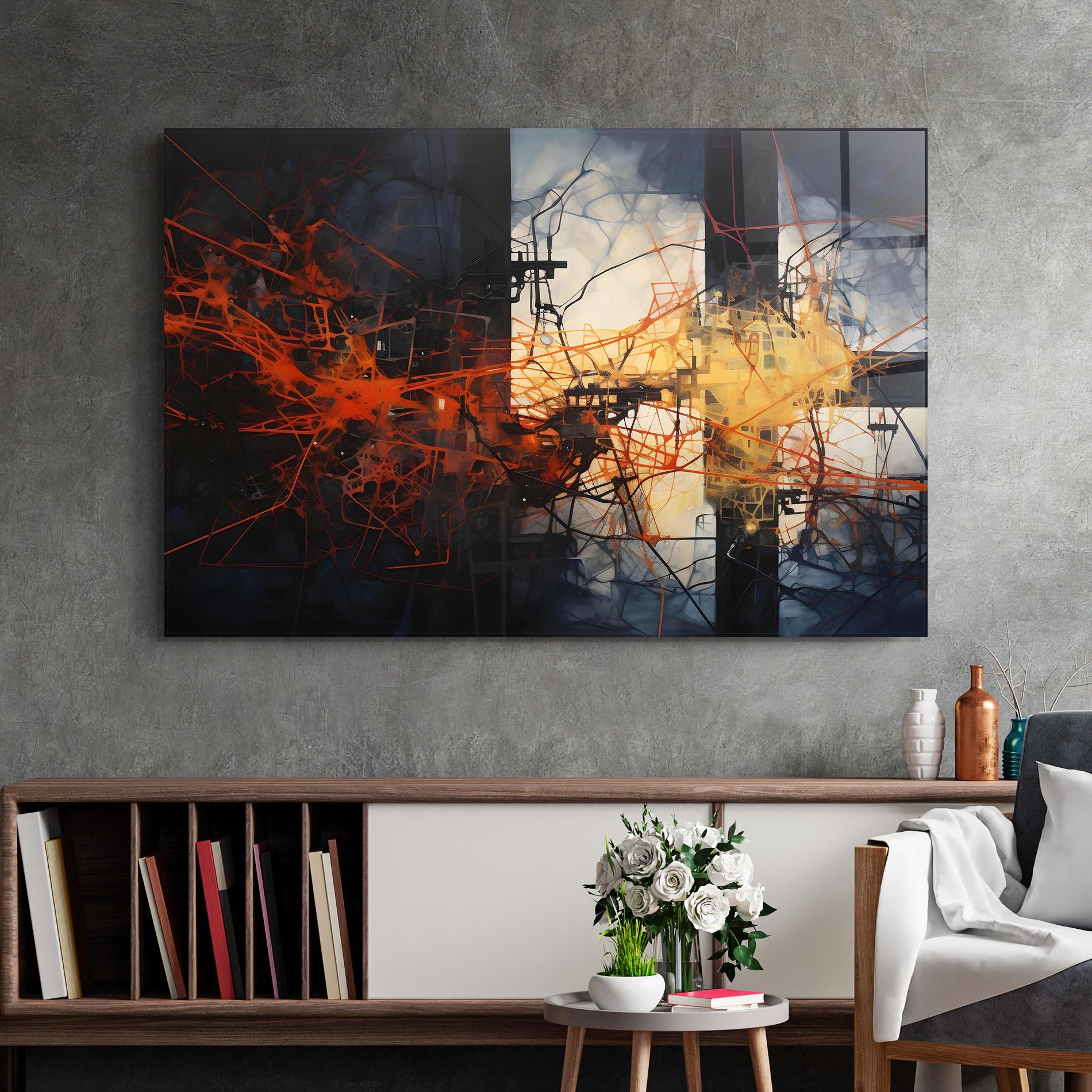 Tablou Sticla Abstract Fire Style mockup 2