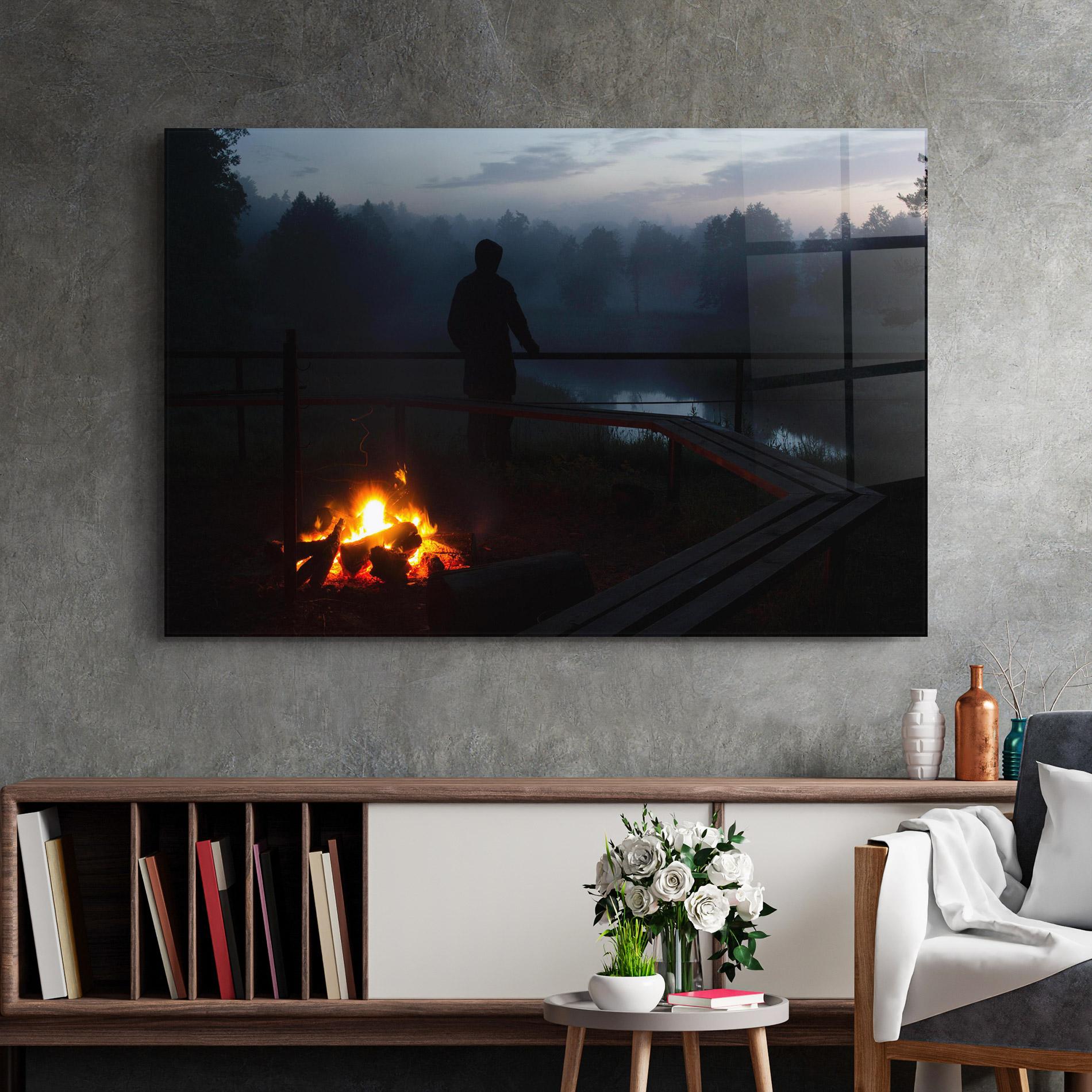 Tablou Sticla Beautiful Fire View mockup 2