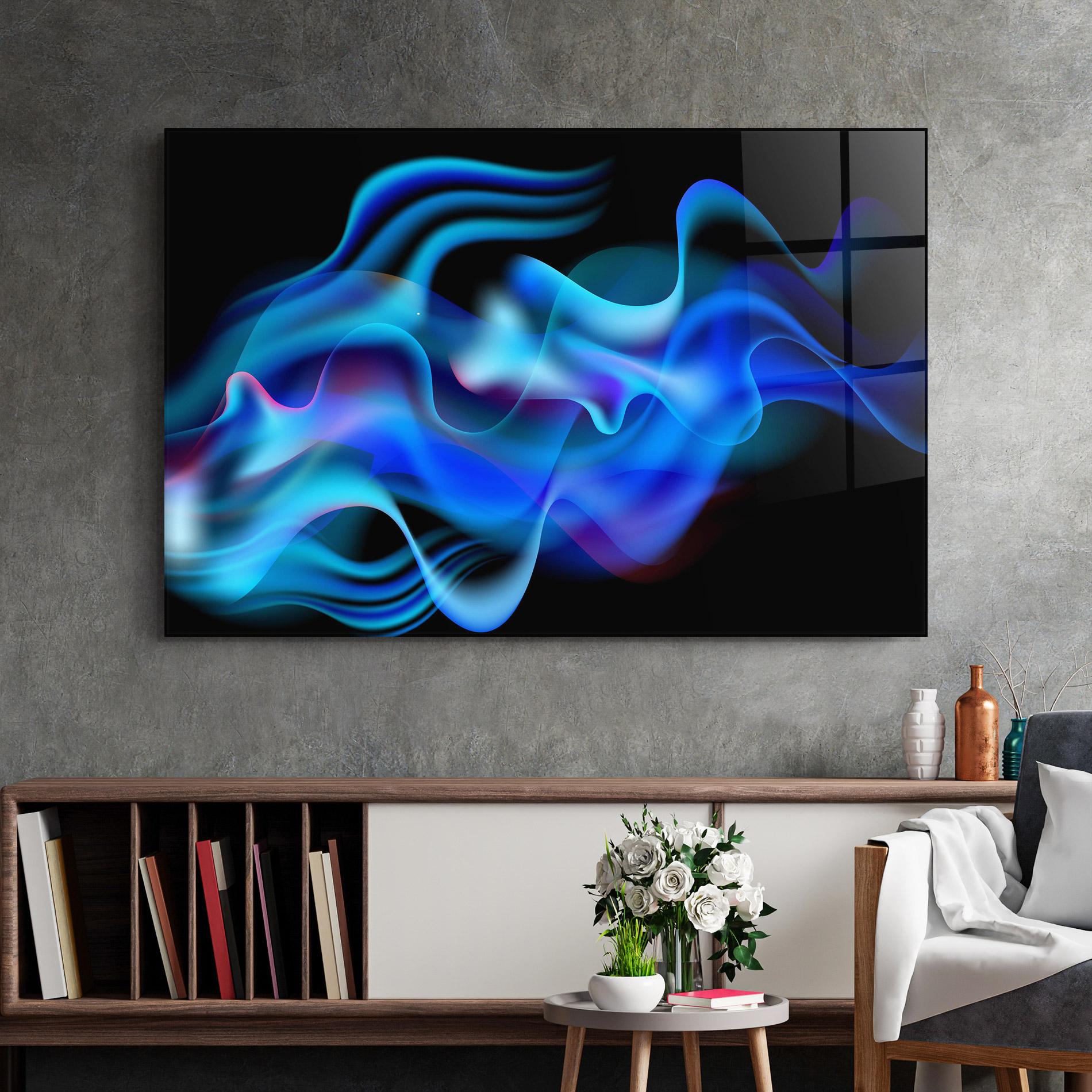 Tablou Sticla Blue Fire mockup 2