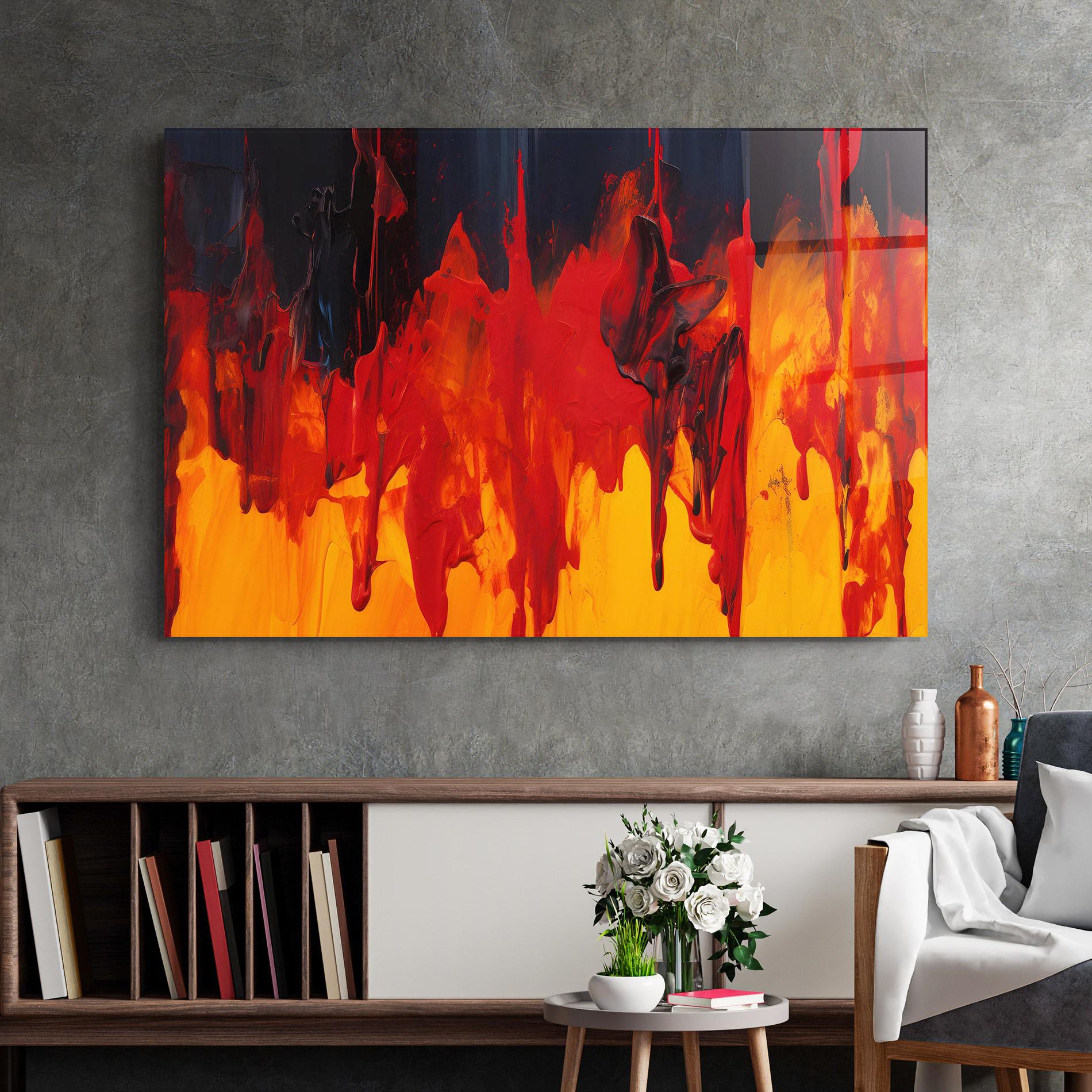 Tablou Sticla Colorful Fire Art mockup 2