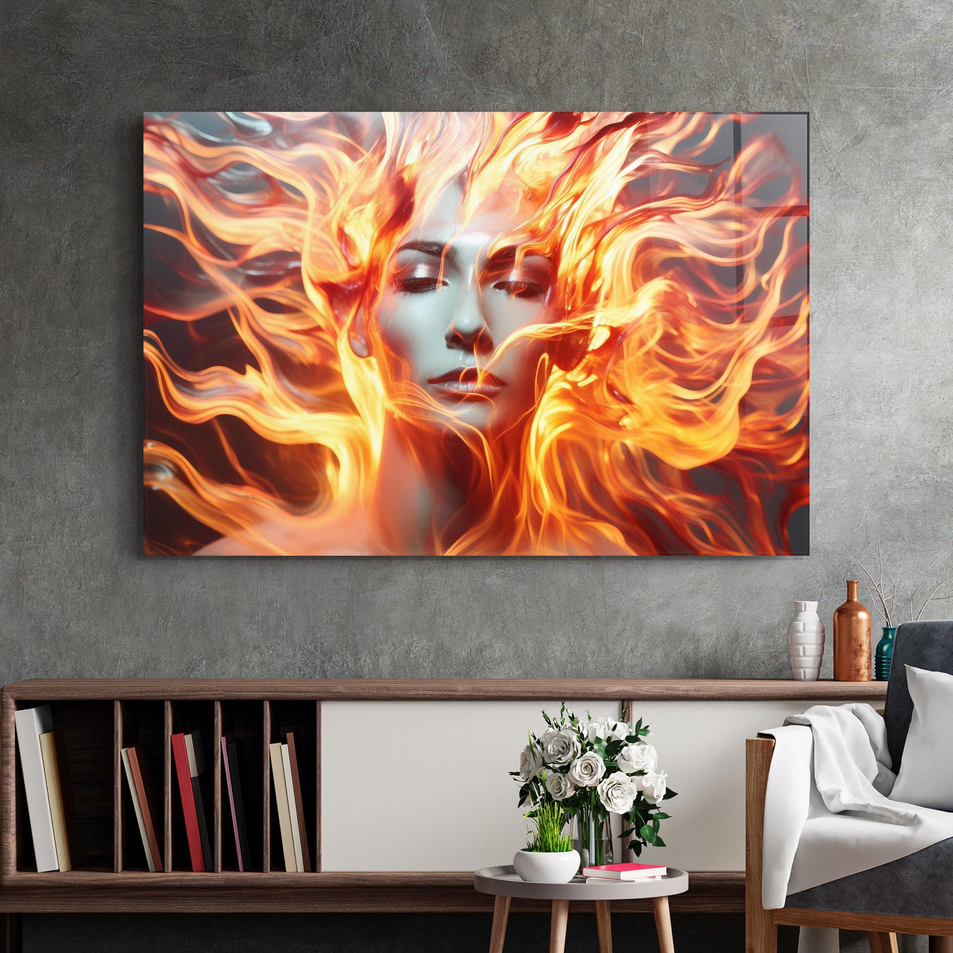 Tablou Sticla Fire Hair mockup 2
