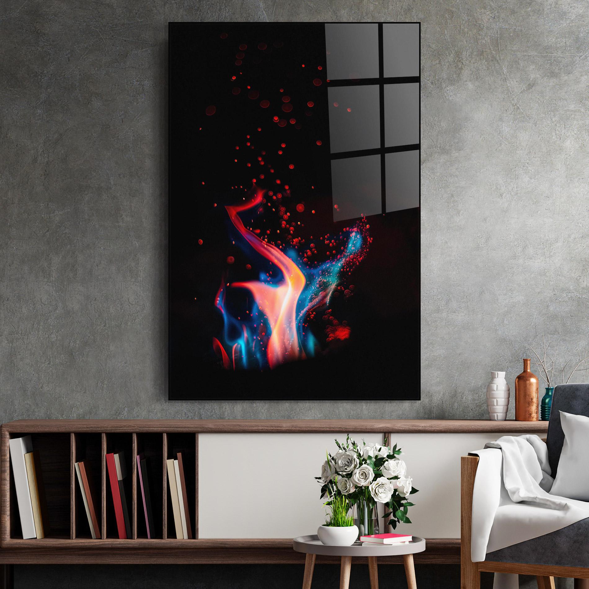 Tablou Sticla Blue Pink Fire mockup 2