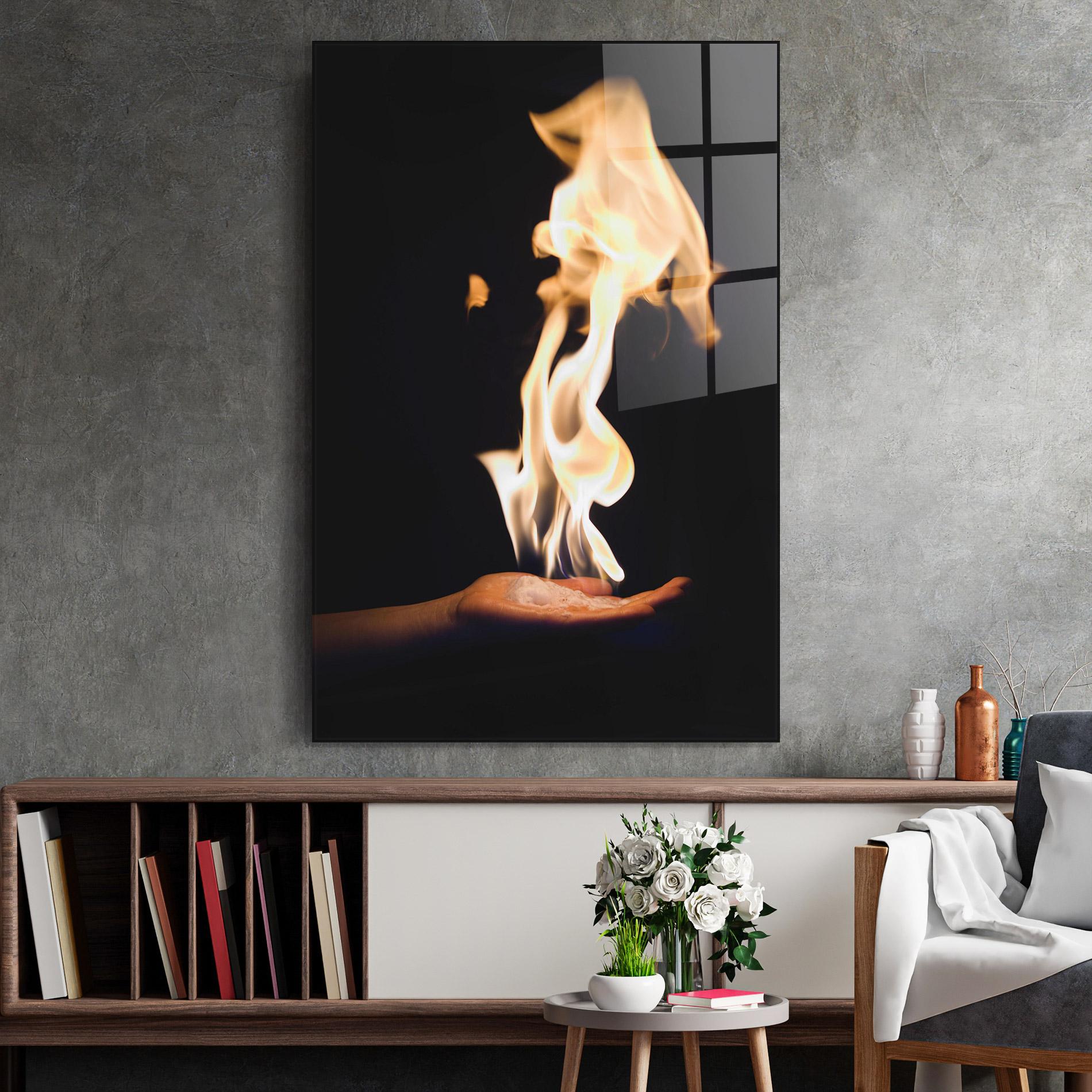 Tablou Sticla Fire Palm mockup 2