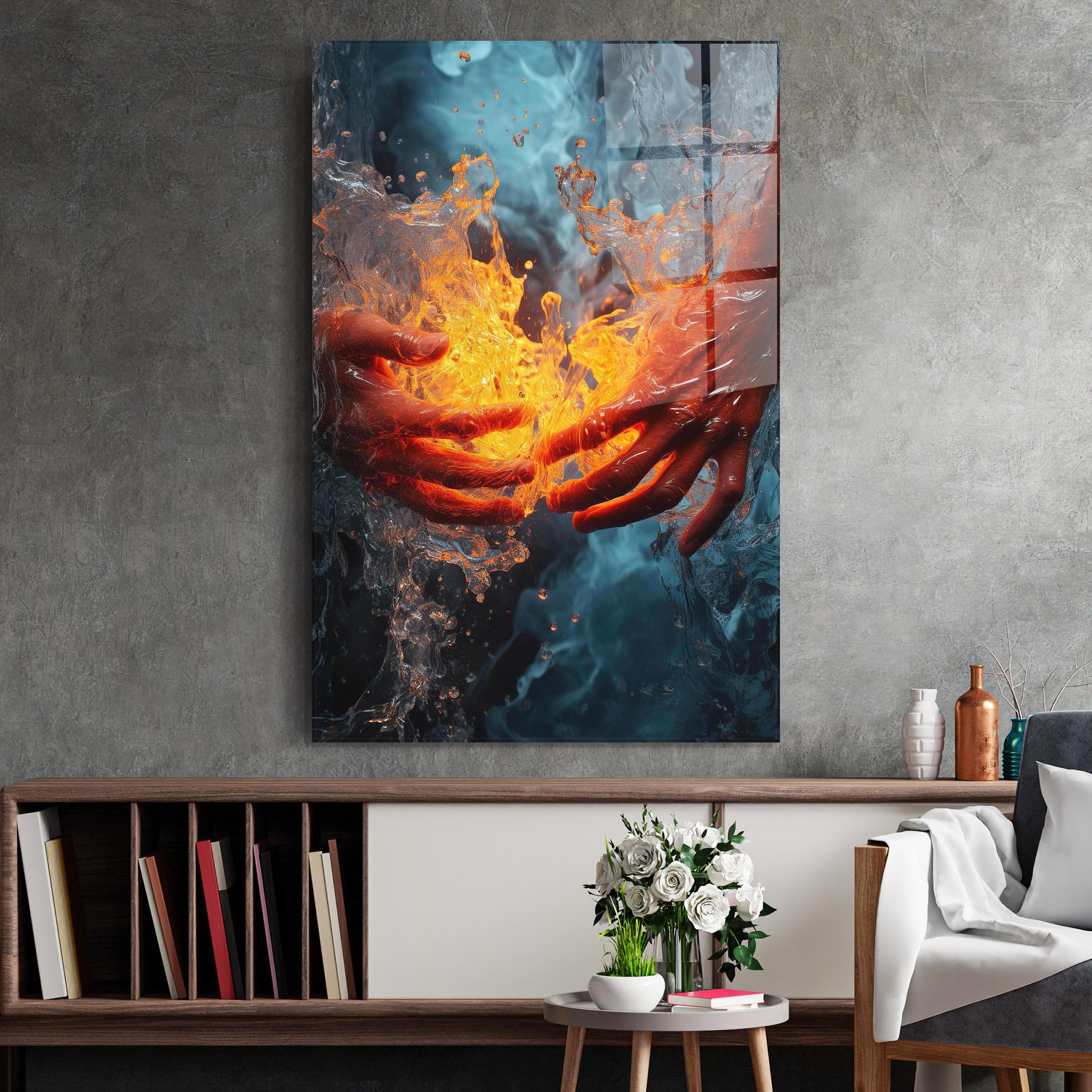 Tablou Sticla Fire Water mockup 2