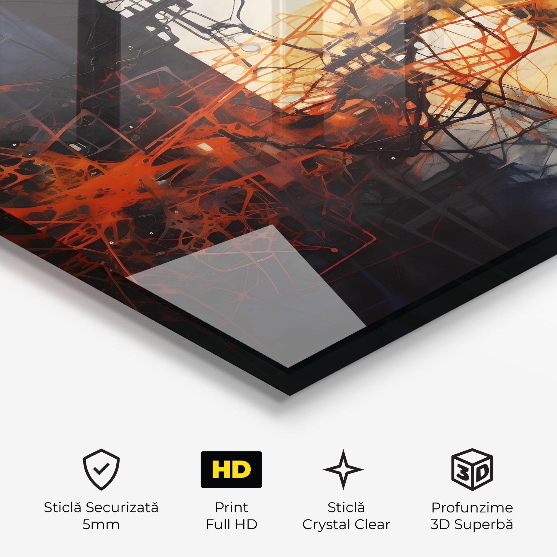 Tablou Sticla Abstract Fire Style mockup 3
