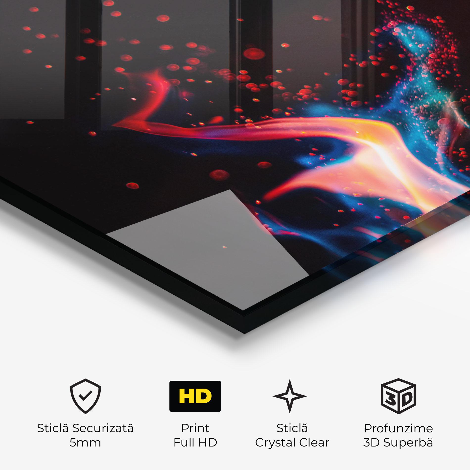 Tablou Sticla Blue Pink Fire mockup 3