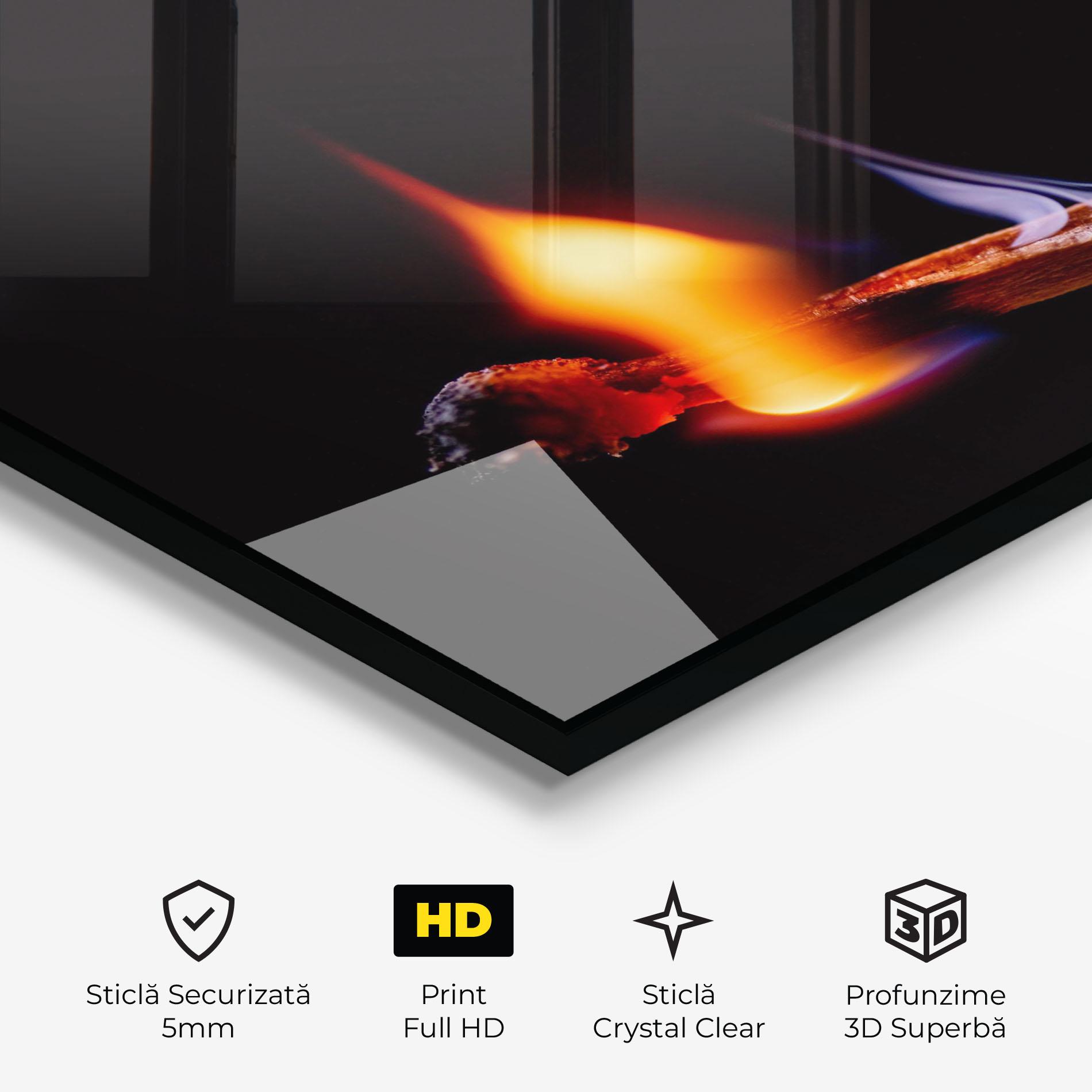 Tablou Sticla Burning Matchsticks mockup 3
