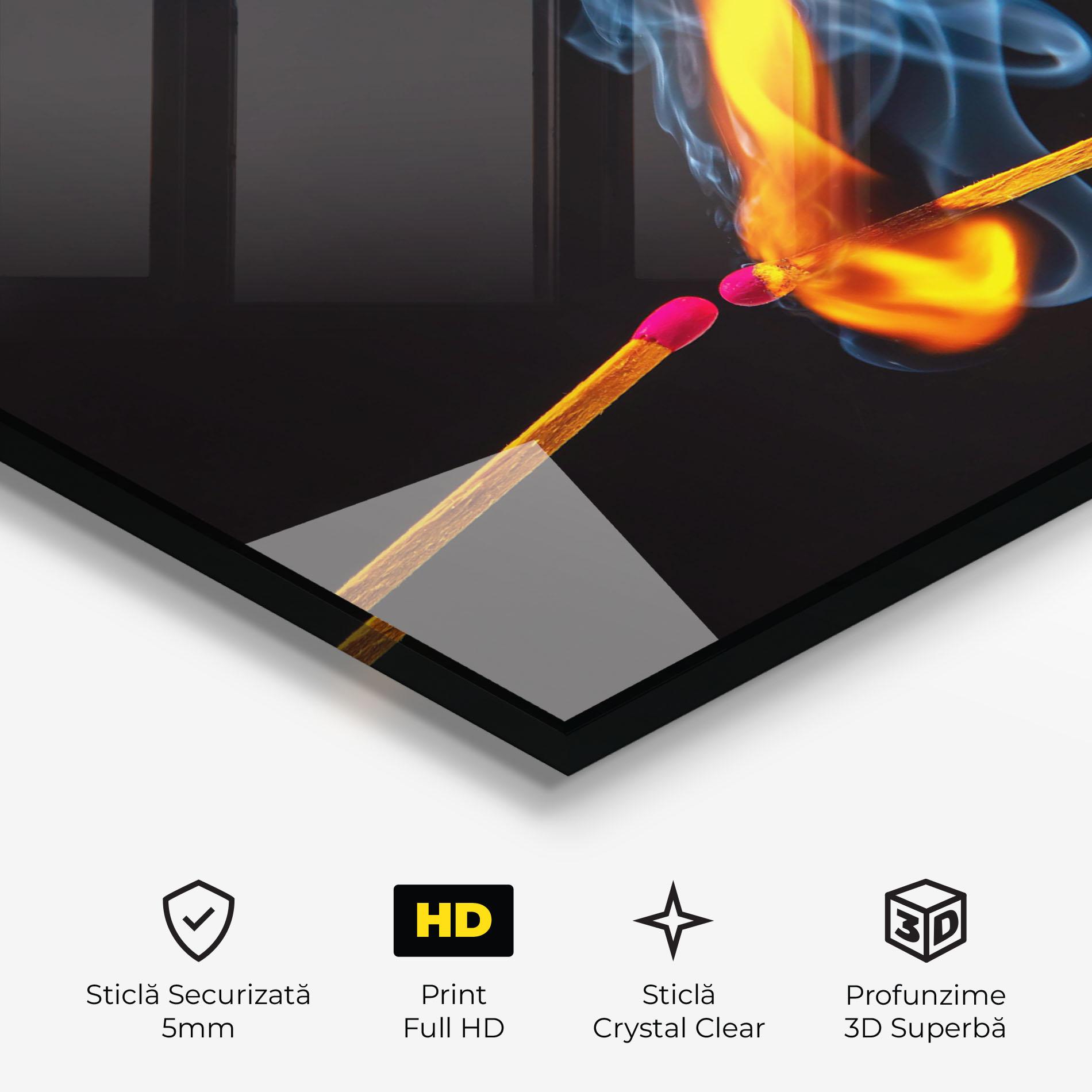 Tablou Sticla Burning Smoking Match mockup 3
