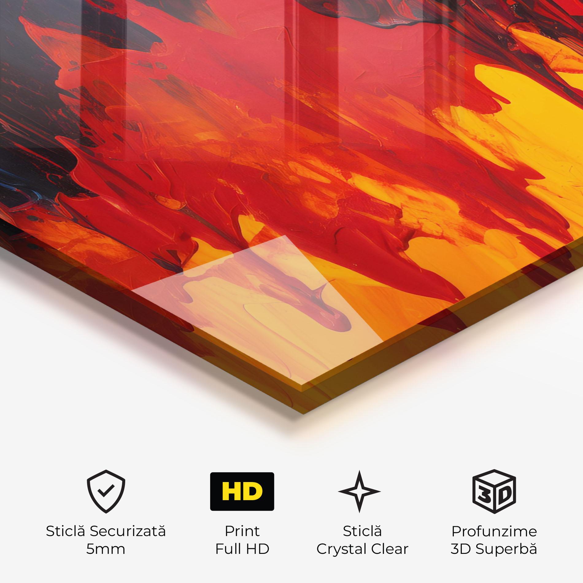 Tablou Sticla Colorful Fire Art mockup 3