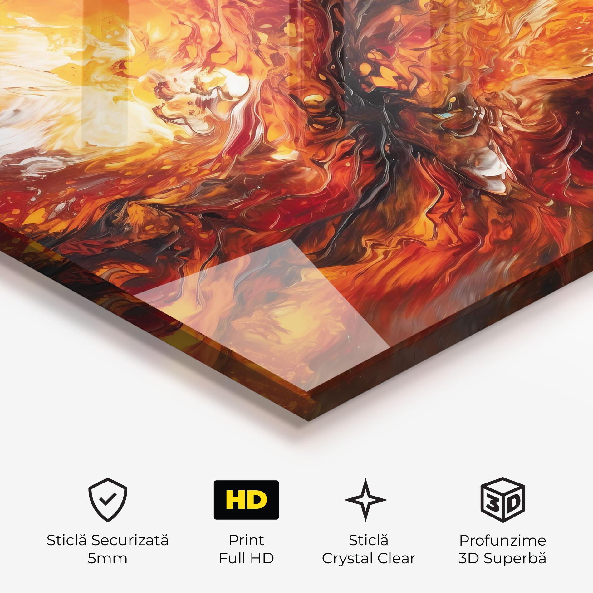 Tablou Sticla Fiery Red Orange Art mockup 3