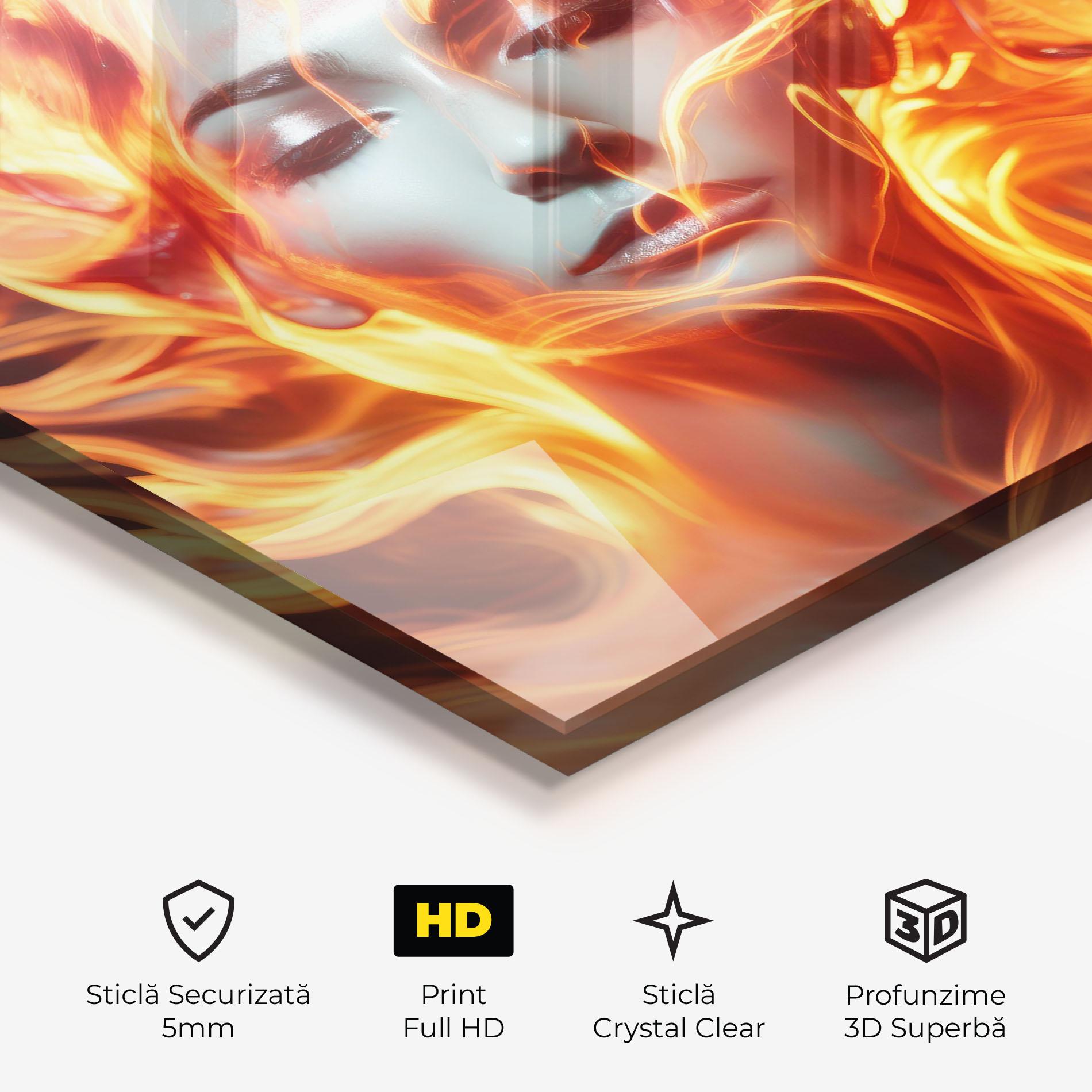 Tablou Sticla Fire Hair mockup 3