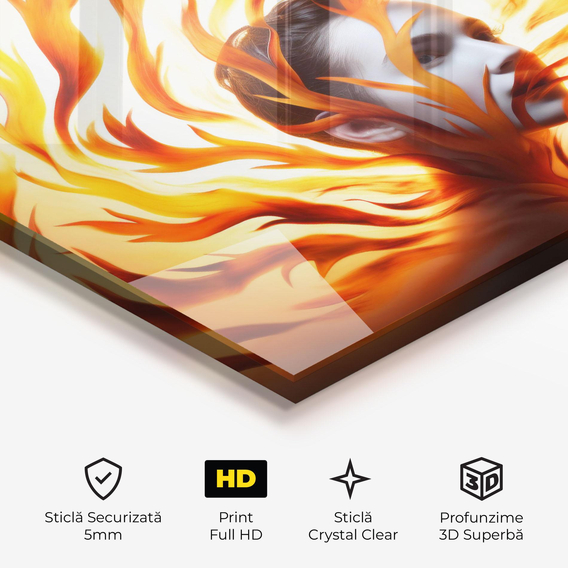 Tablou Sticla Fire Woman mockup 3