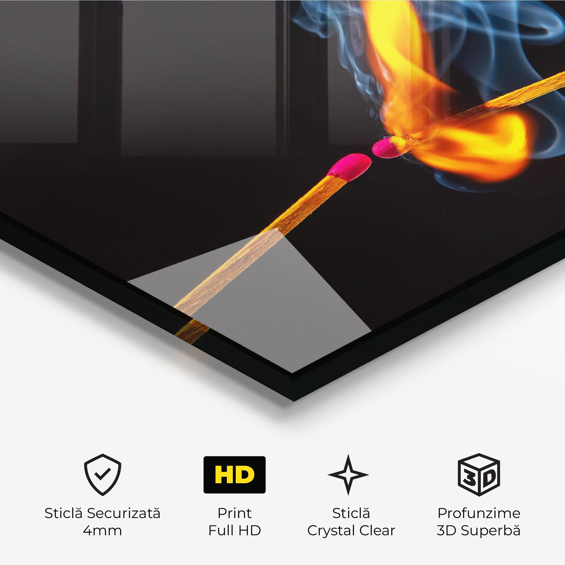Tablou Sticla Burning Smoking Match mockup 3