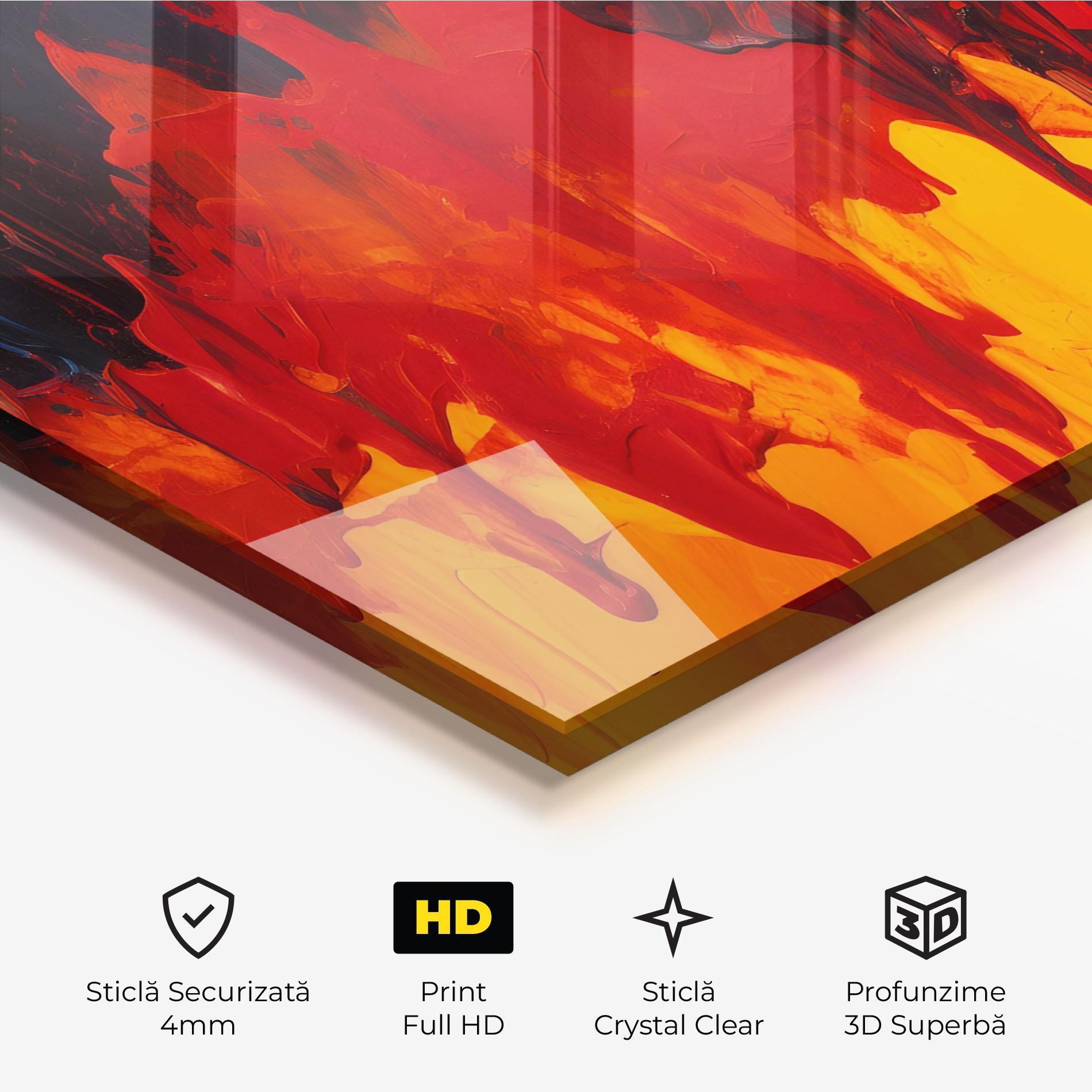 Tablou Sticla Colorful Fire Art mockup 3