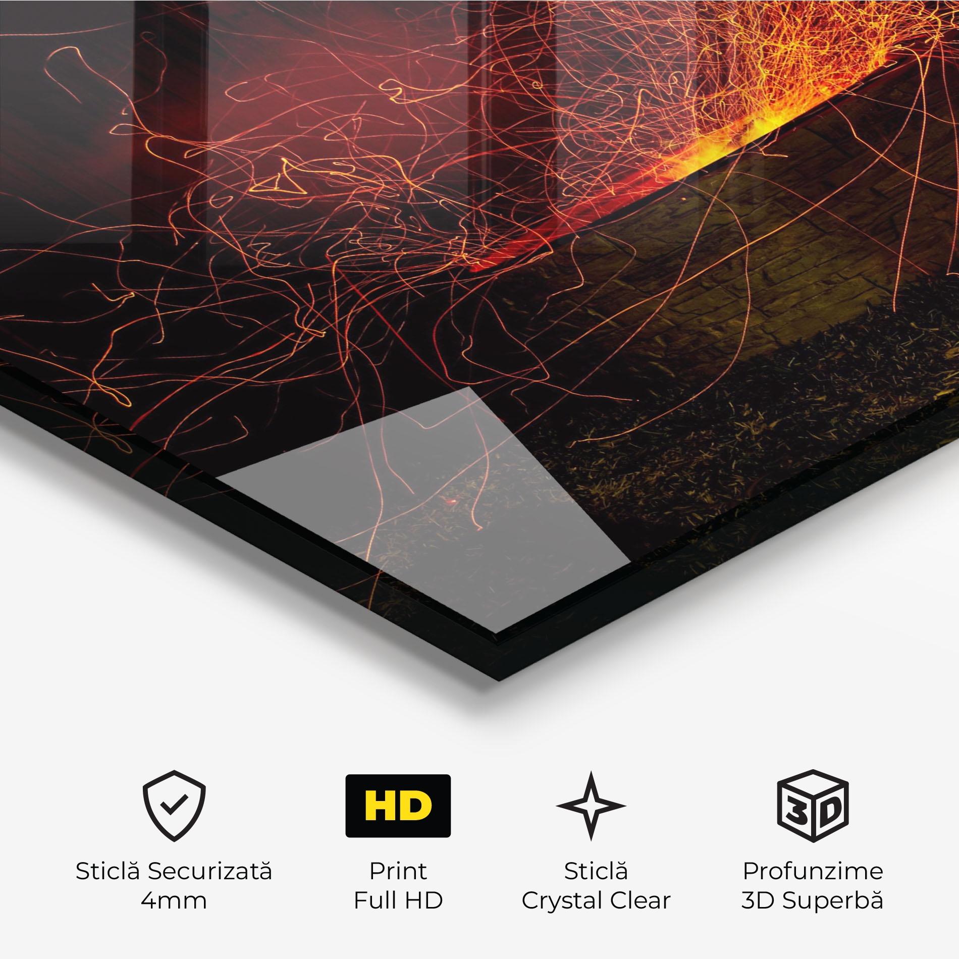 Tablou Sticla Fire Drawing Effect mockup 3