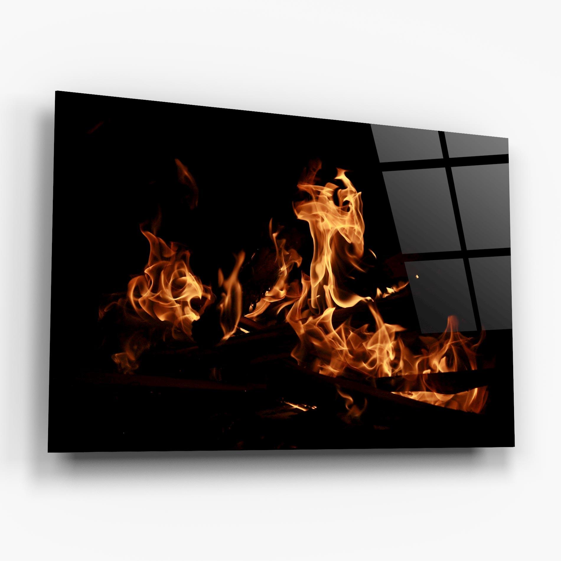 Tablou Sticla Fire On Black mockup 6