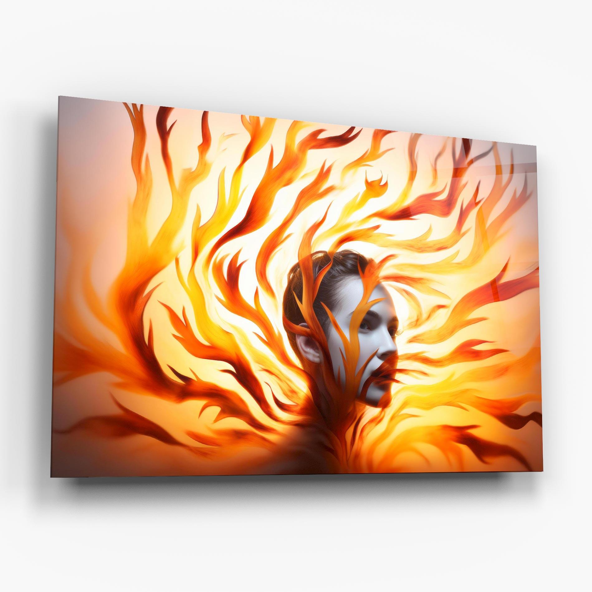 Tablou Sticla Fire Woman mockup 6