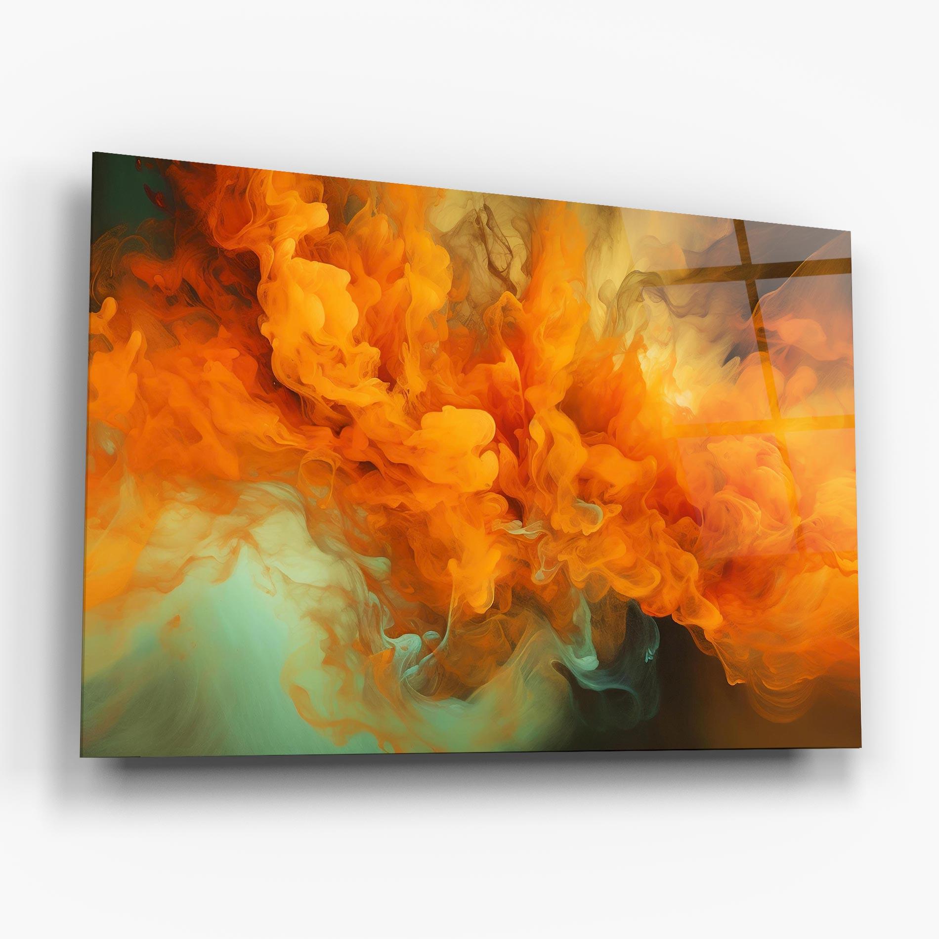 Tablou Sticla Orange Fire Smoke mockup 6