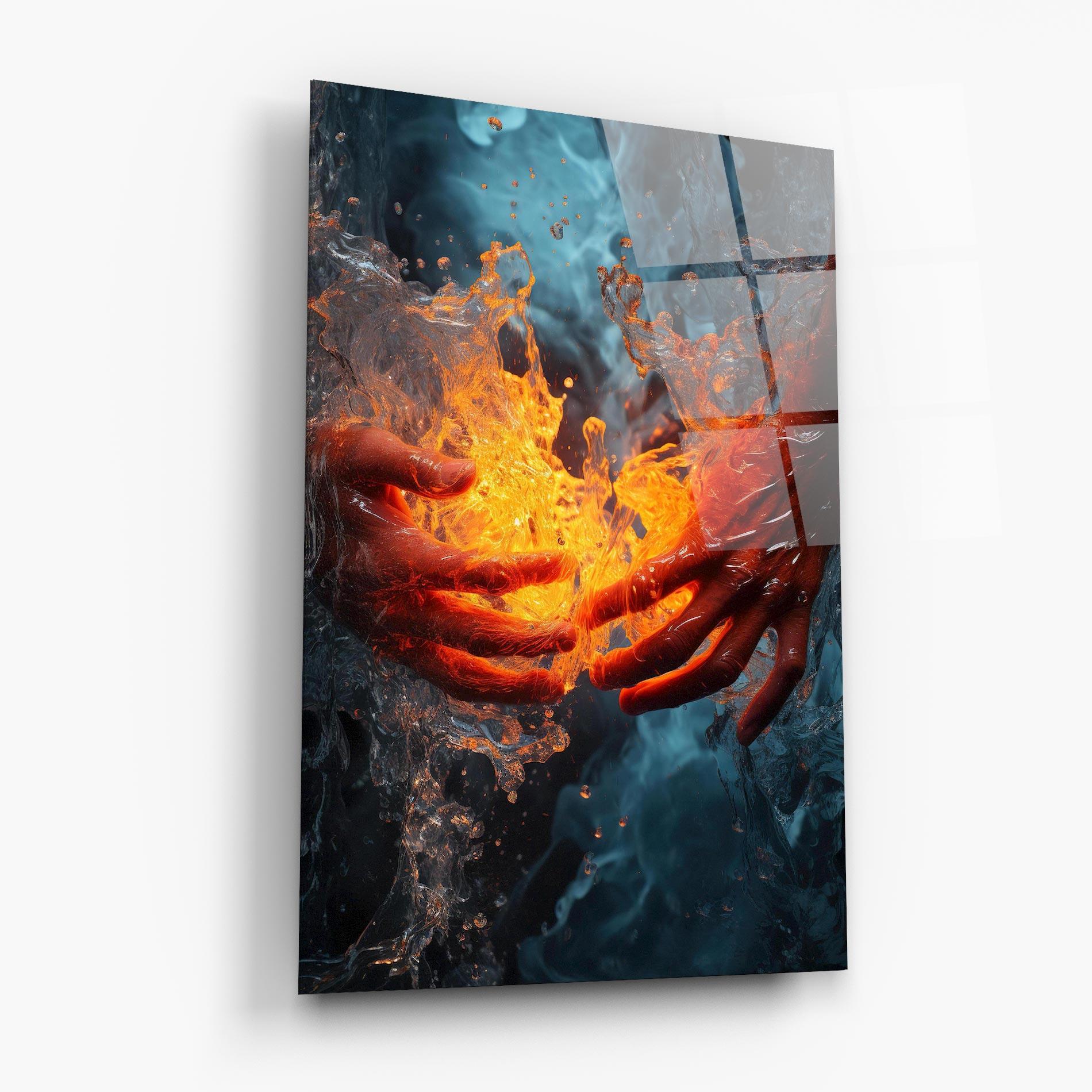 Tablou Sticla Fire Water mockup 6