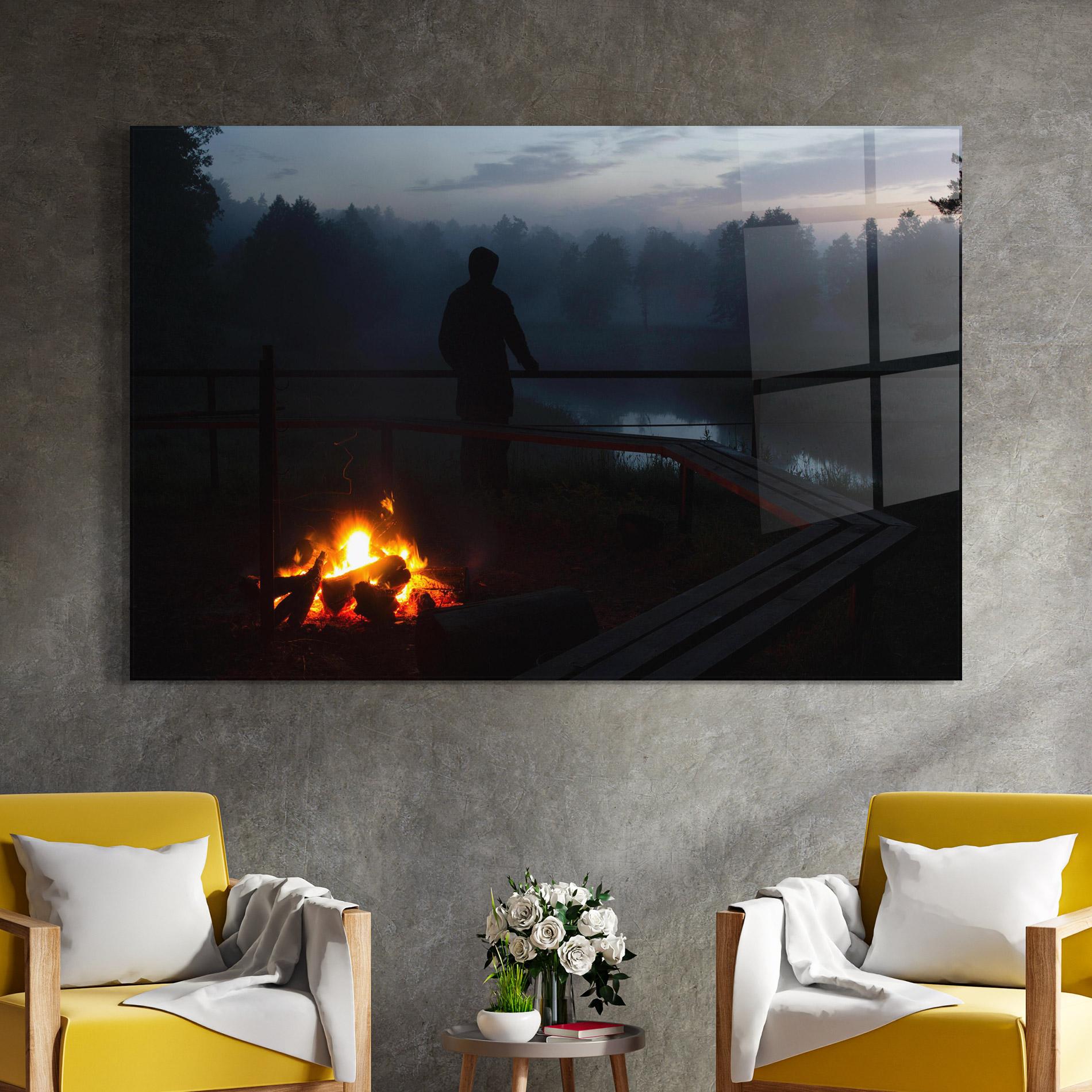Tablou Sticla Beautiful Fire View mockup 4