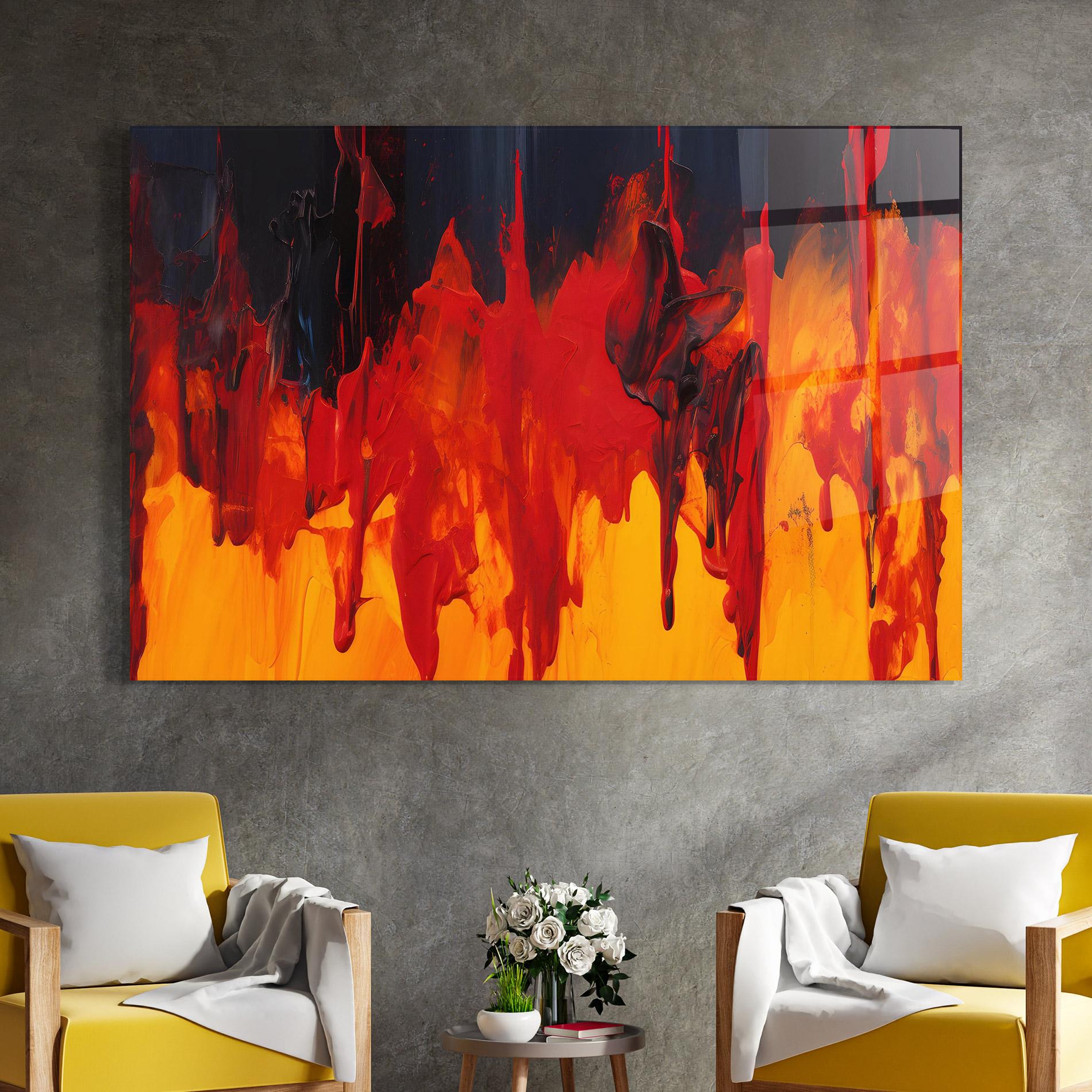 Tablou Sticla Colorful Fire Art mockup 4