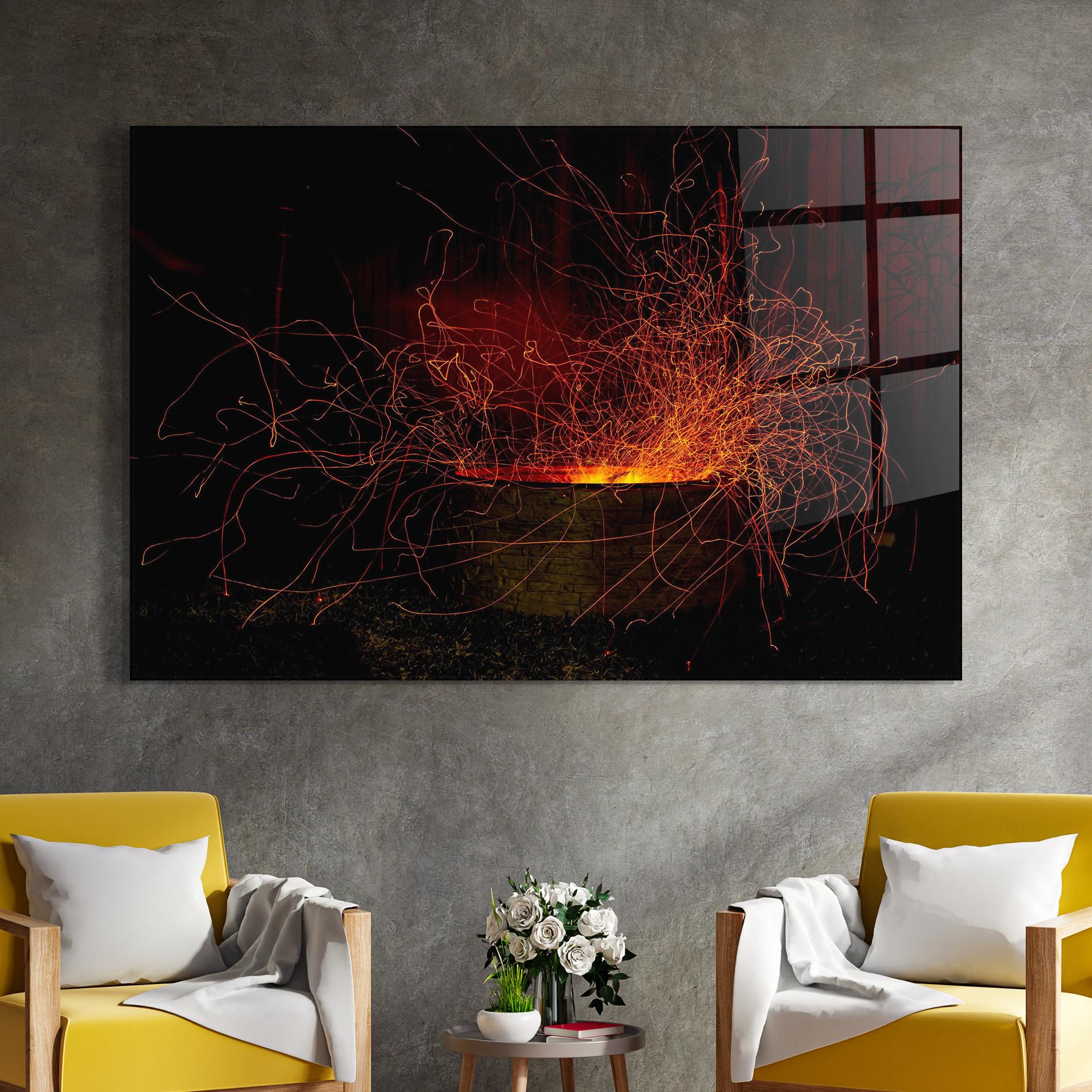 Tablou Sticla Fire Drawing Effect mockup 4