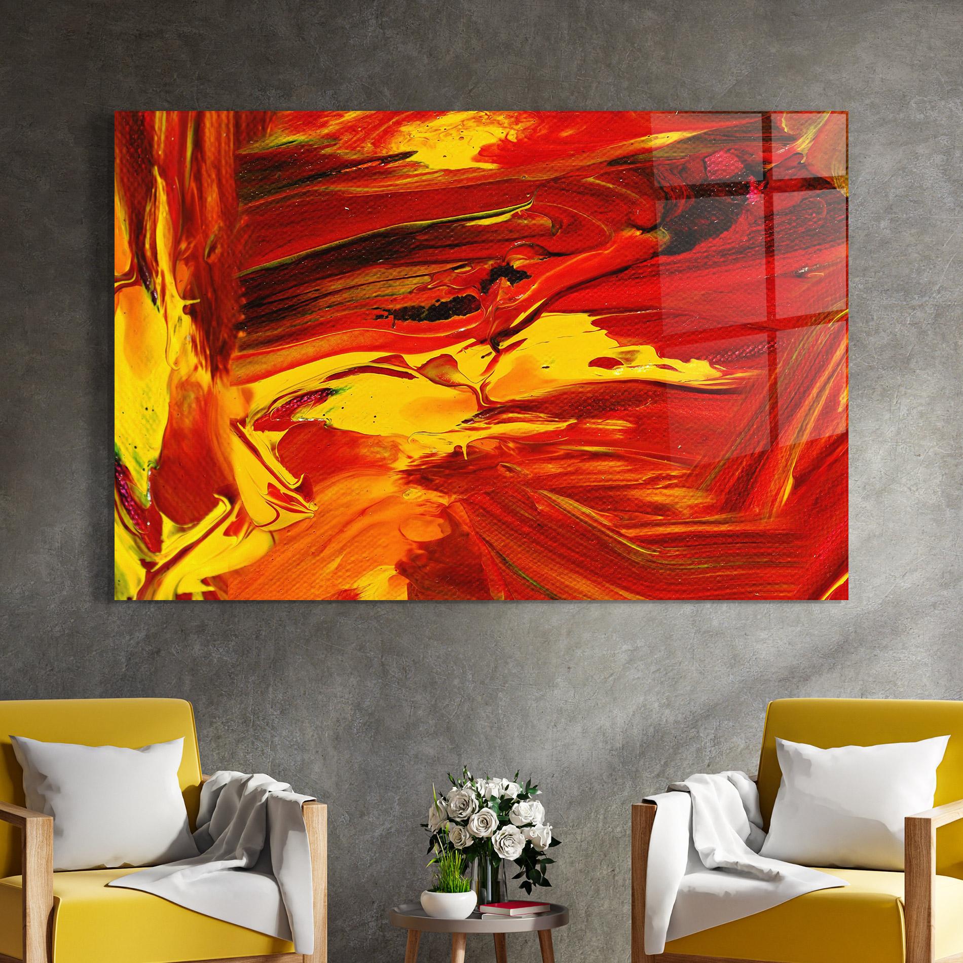 Tablou Sticla Fire Painting mockup 4